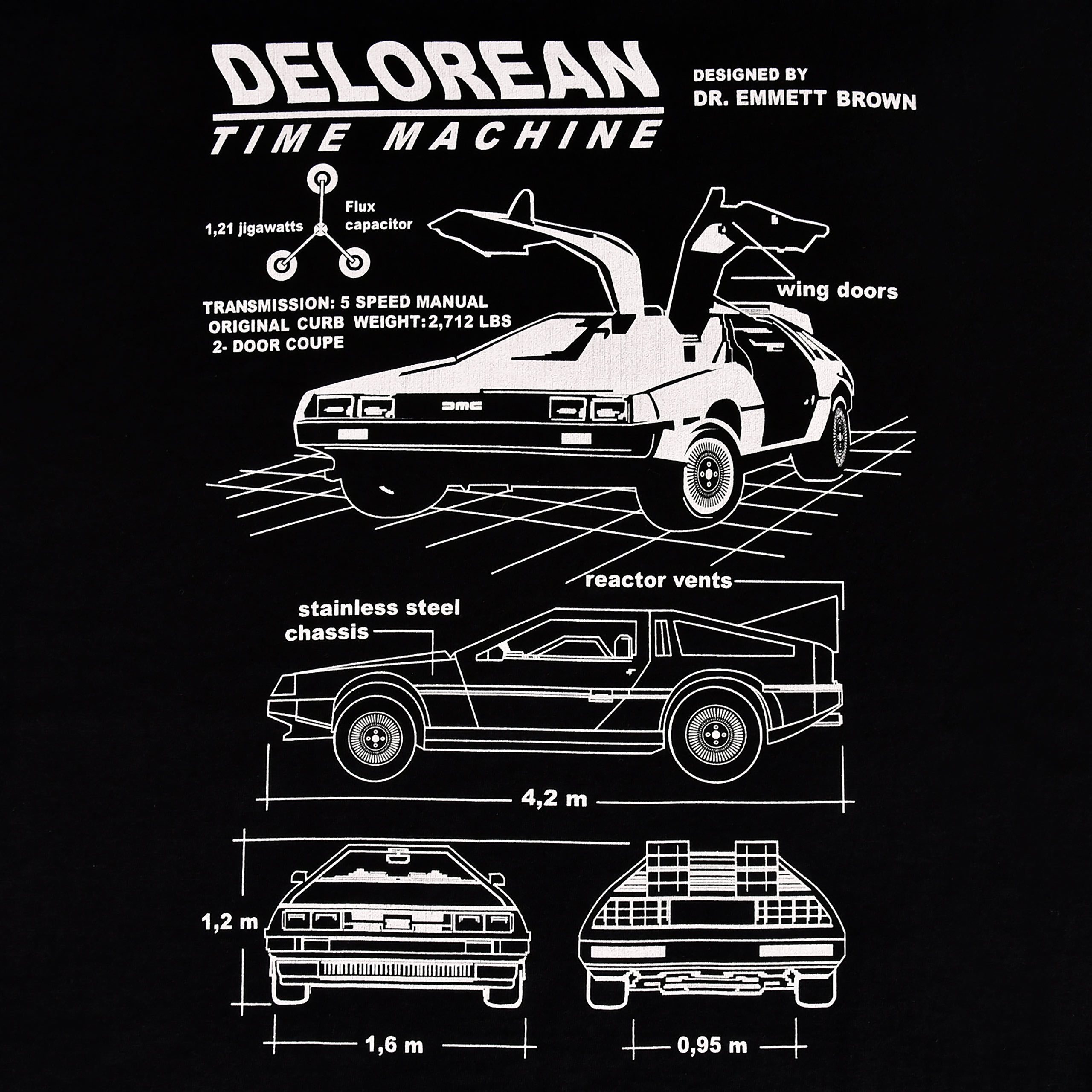 Zurück in die Zukunft - DeLorean T-Shirt schwarz
