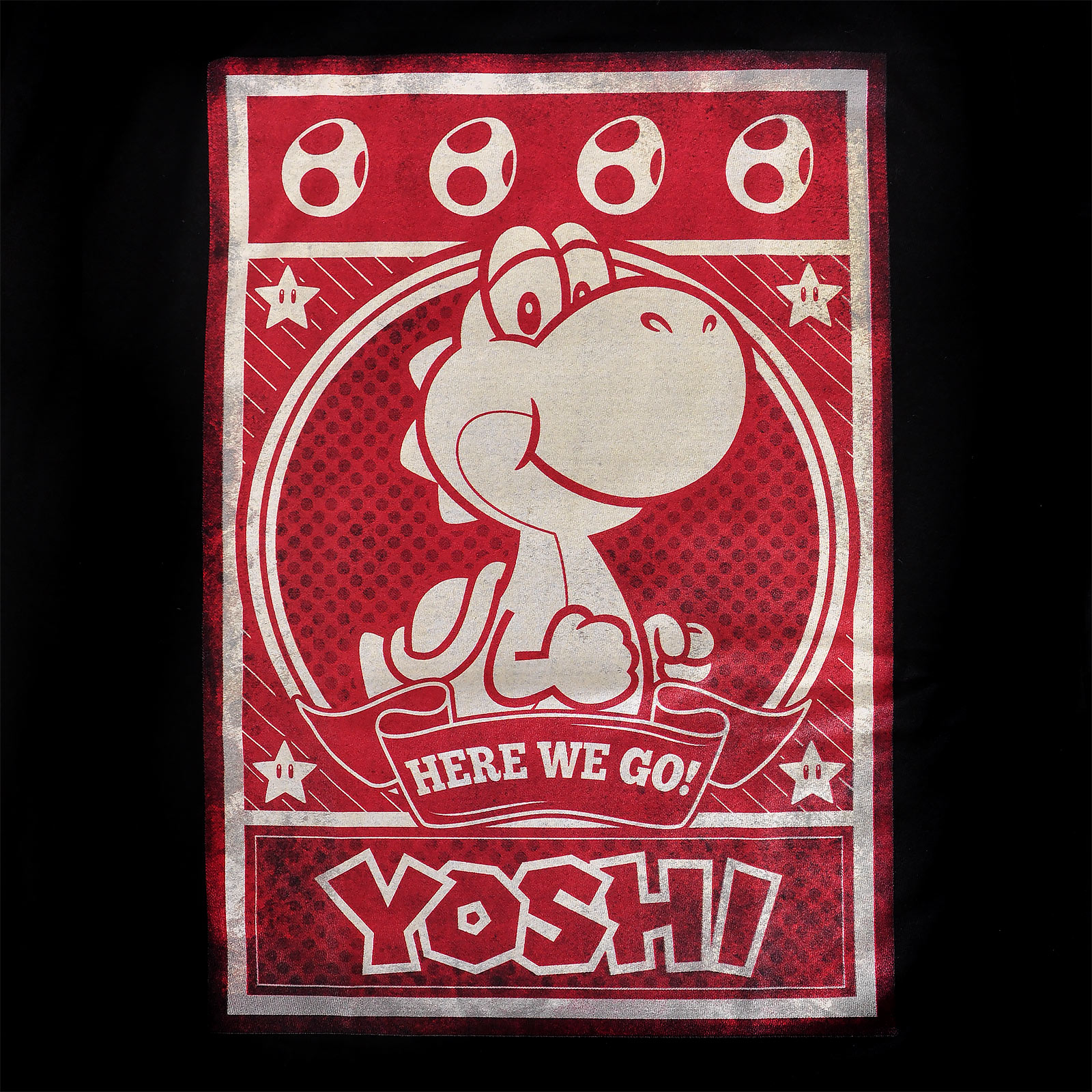 Super Mario - Yoshi Here We Go Poster T-Shirt Zwart