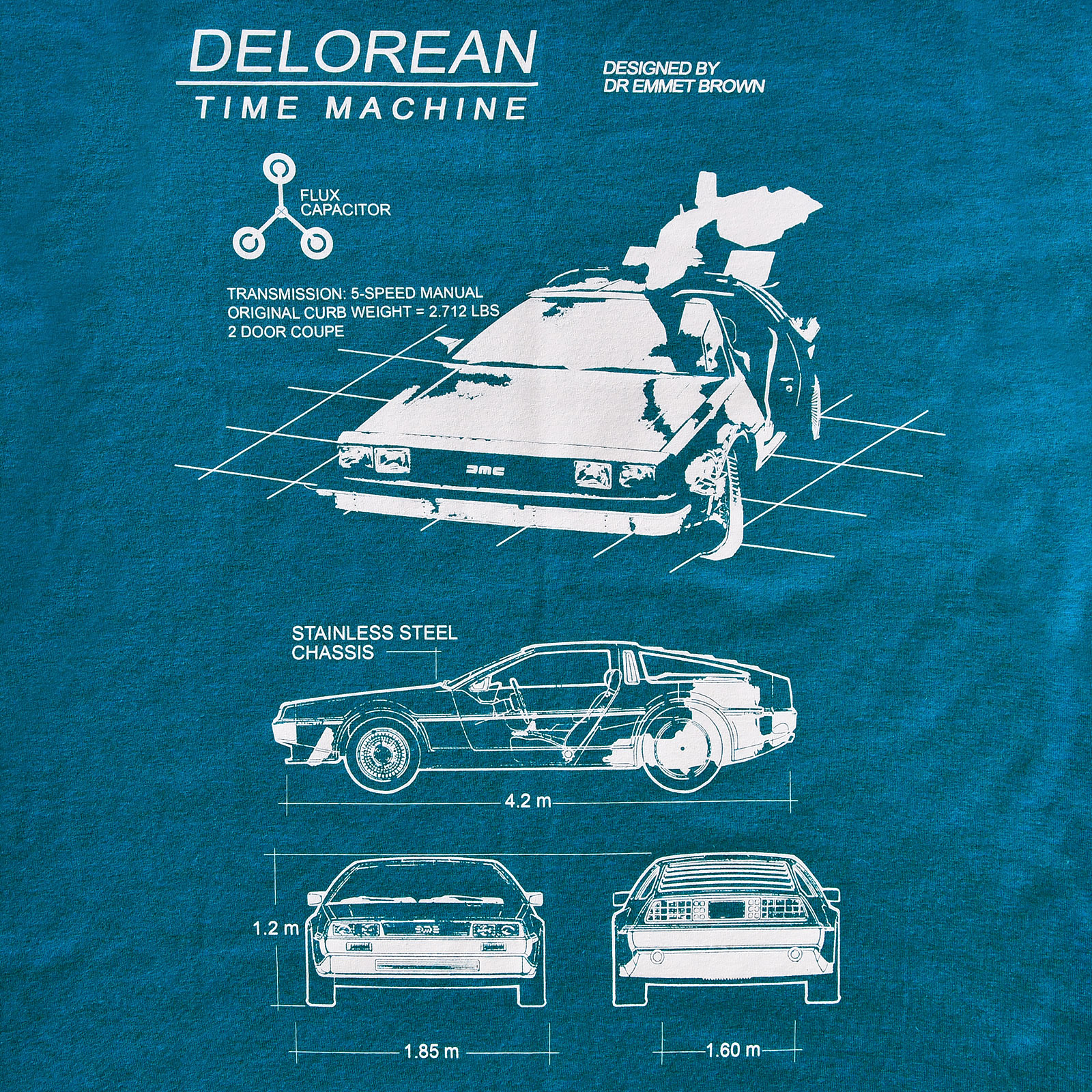 Retour vers le Futur - T-Shirt Delorean bleu