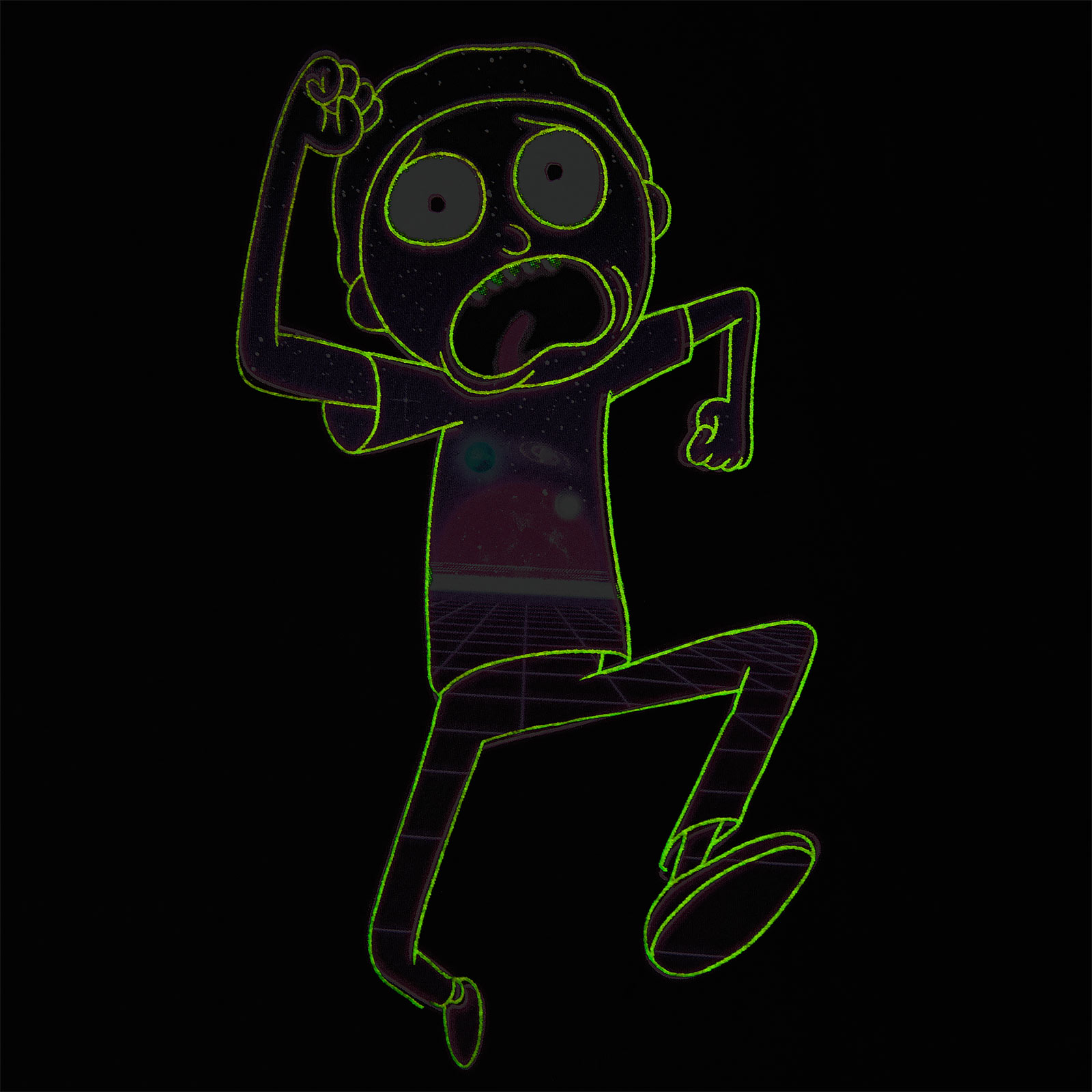 Rick and Morty - Neon Morty Glow in the Dark T-Shirt black