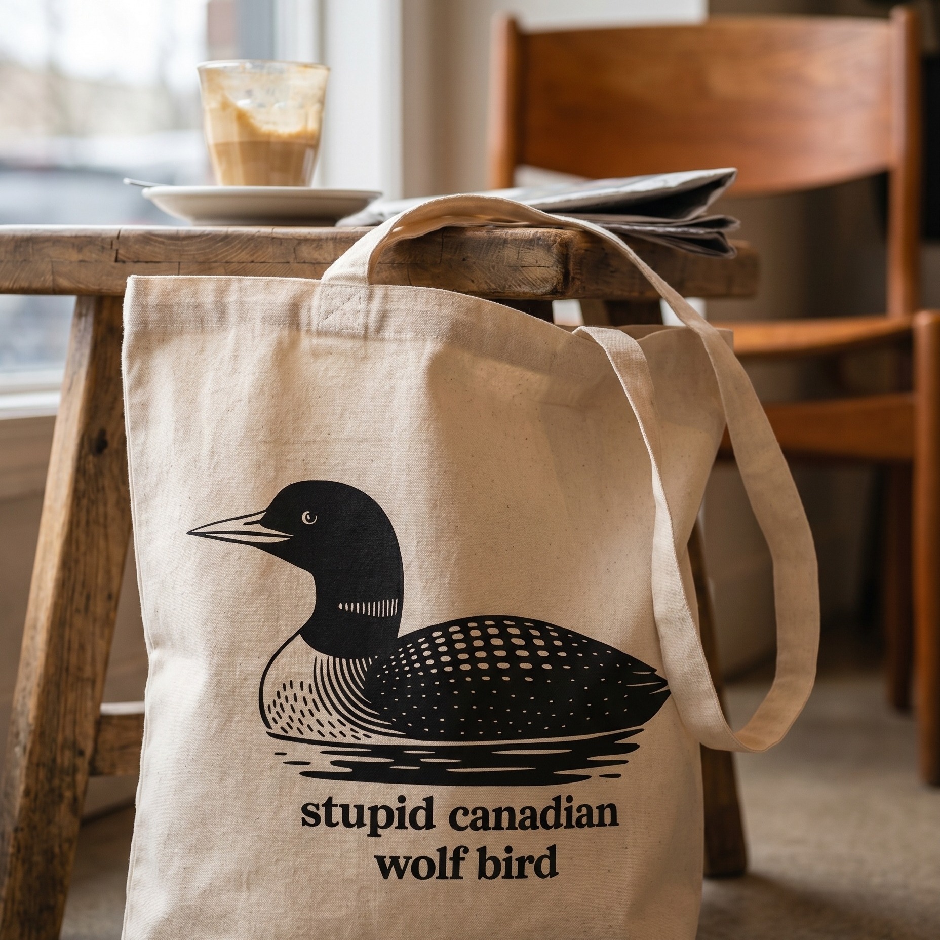 Bolsa de tela Stupid Canadian Wolf Bird para fans de Heated Rivalry