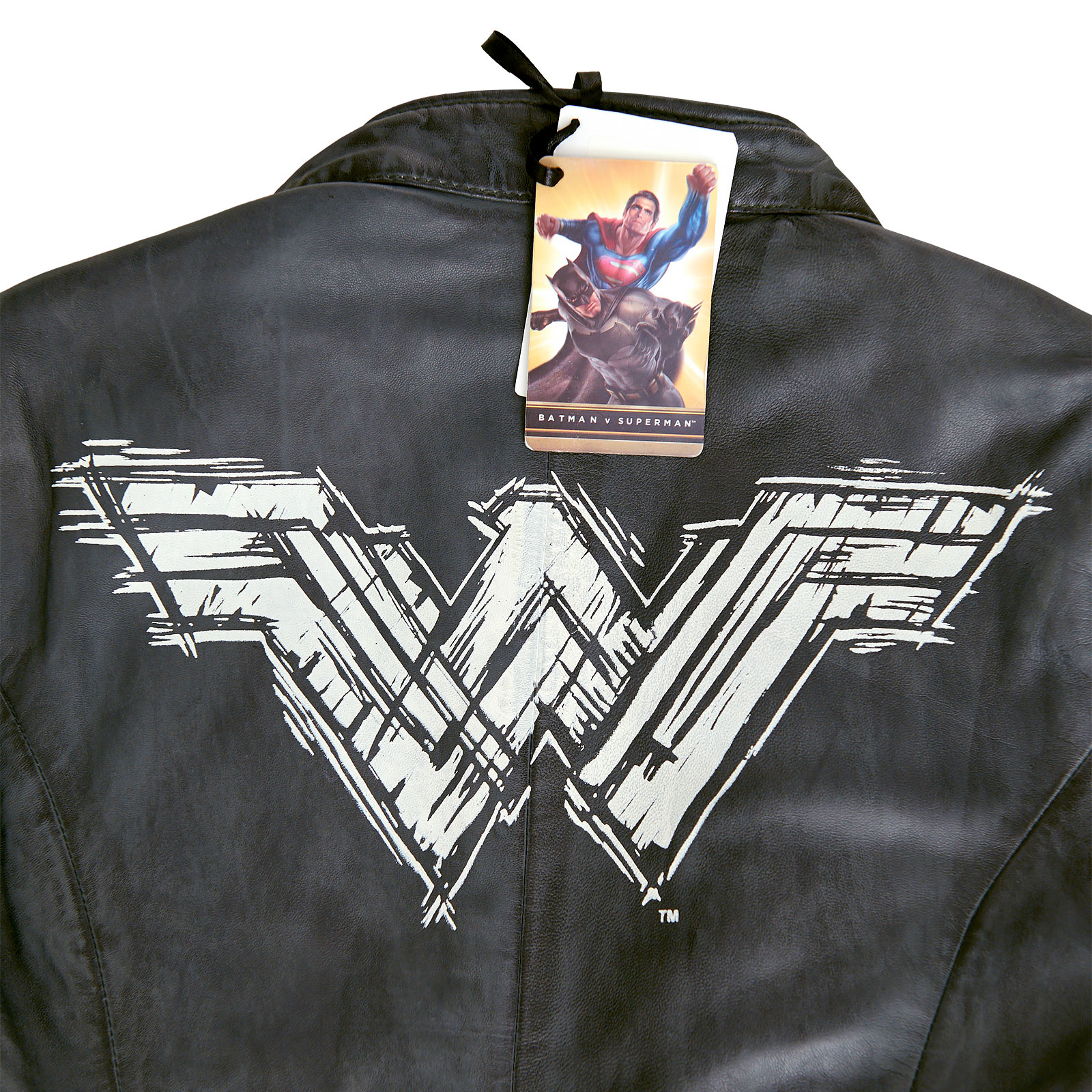 Wonder Woman - Veste en cuir logo gris