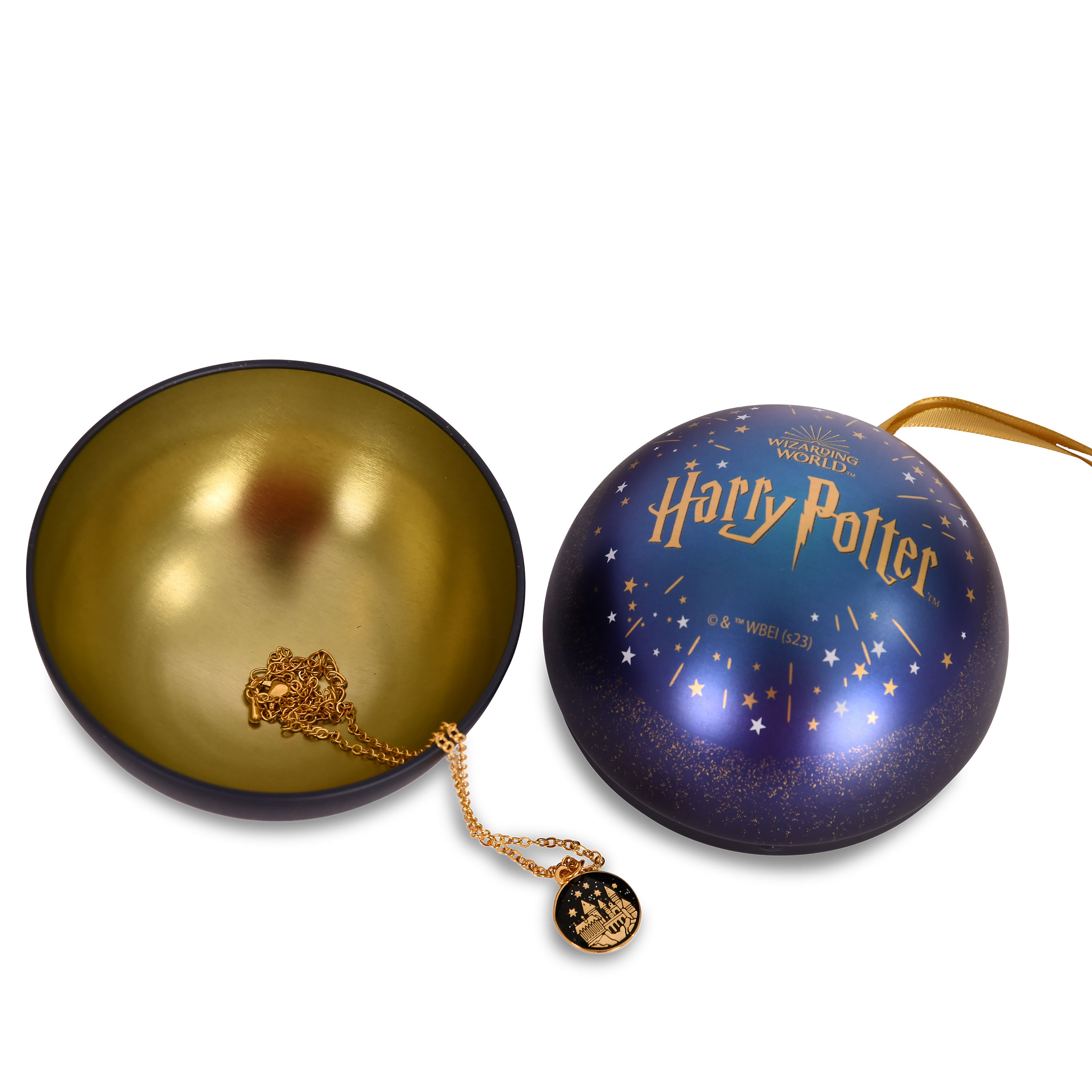 Harry Potter - Boule de Noël de l'École de Sorcellerie de Poudlard avec chaîne