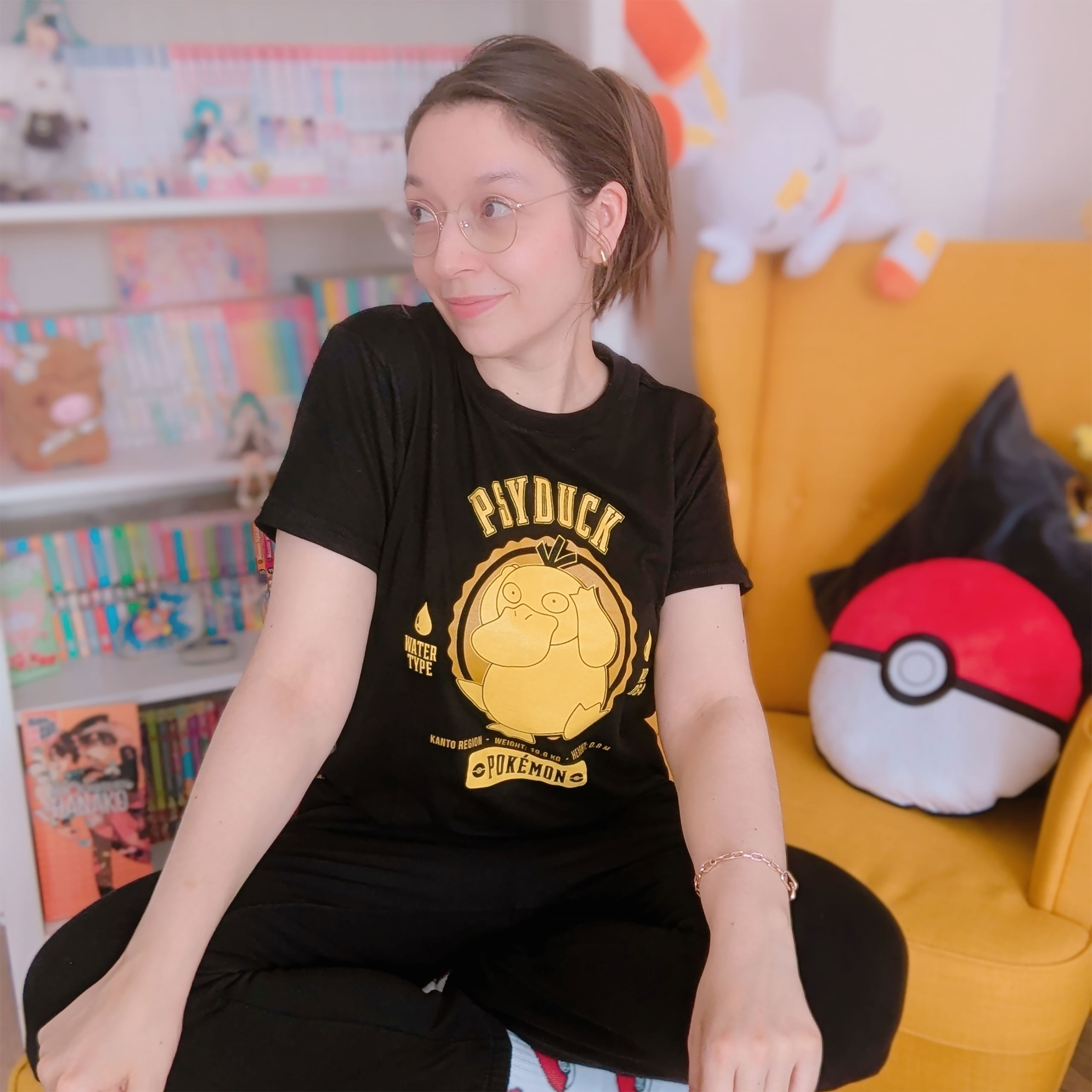 Pokemon - Psyduck College T-shirt zwart