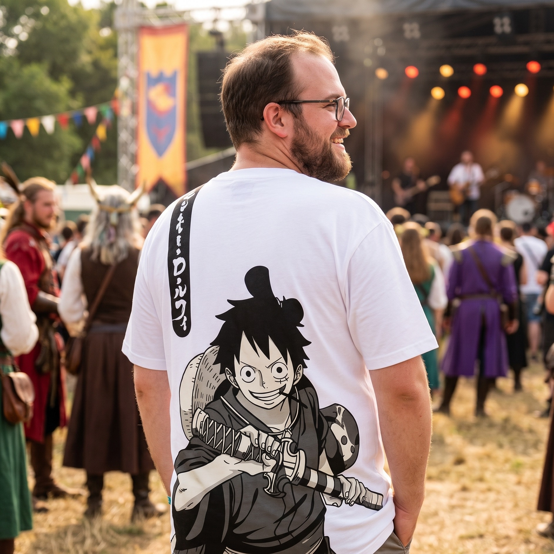 One Piece - Luffy Oversize T-Shirt weiß