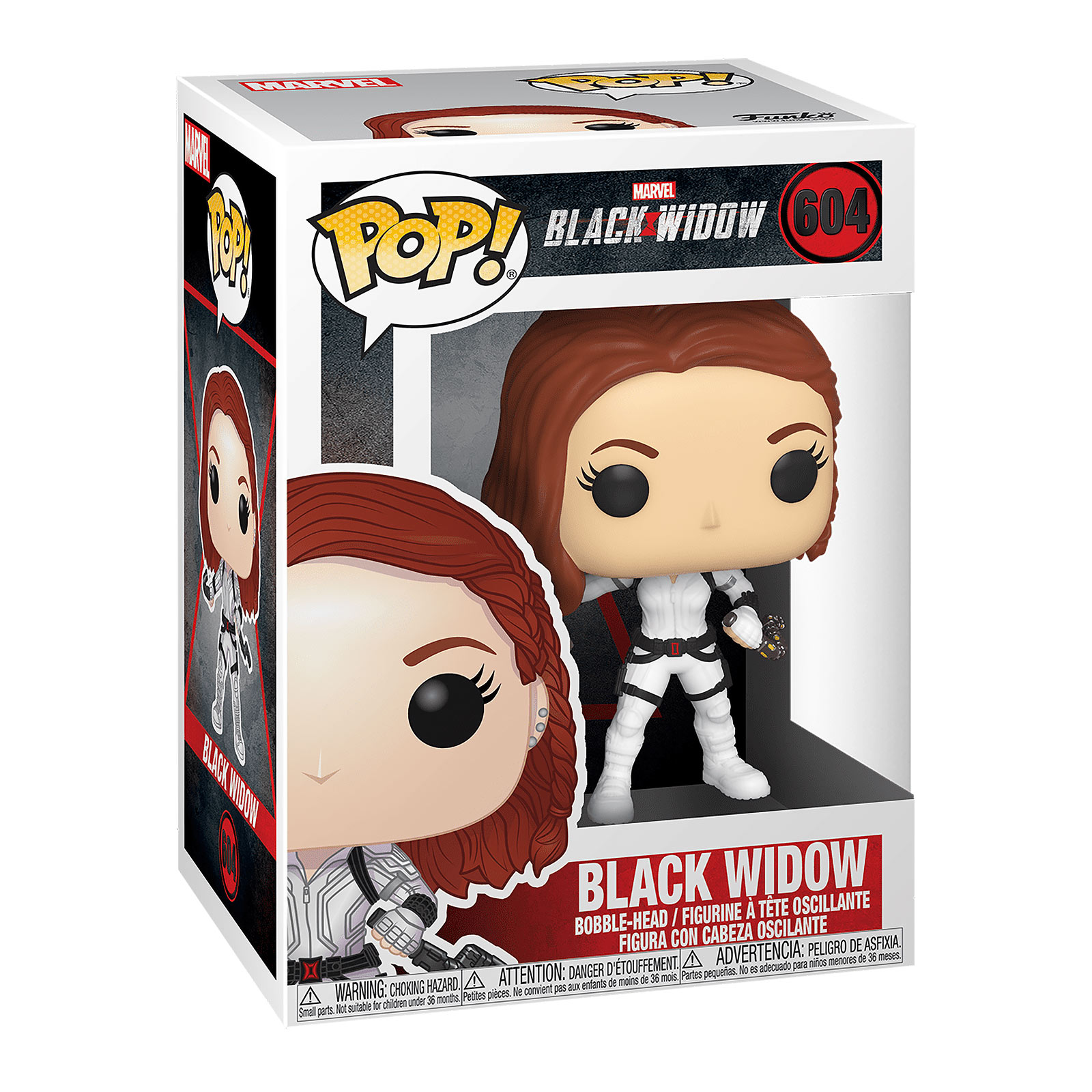 Black Widow White Suit Funko Pop figurine à tête branlante