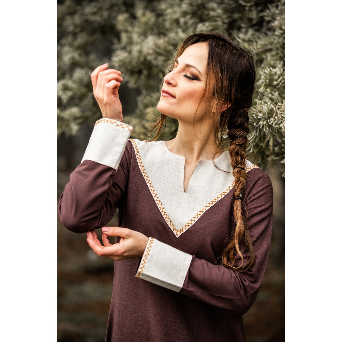 Medieval Dress Jorunn brown-beige