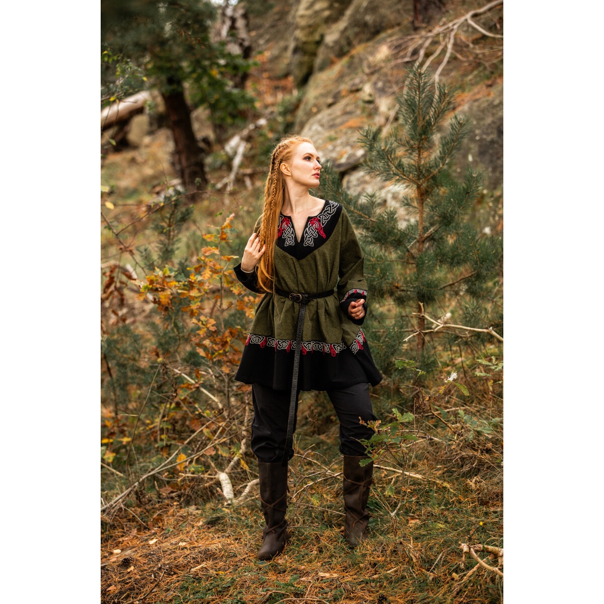 Tunique viking médiévale Freydis olive
