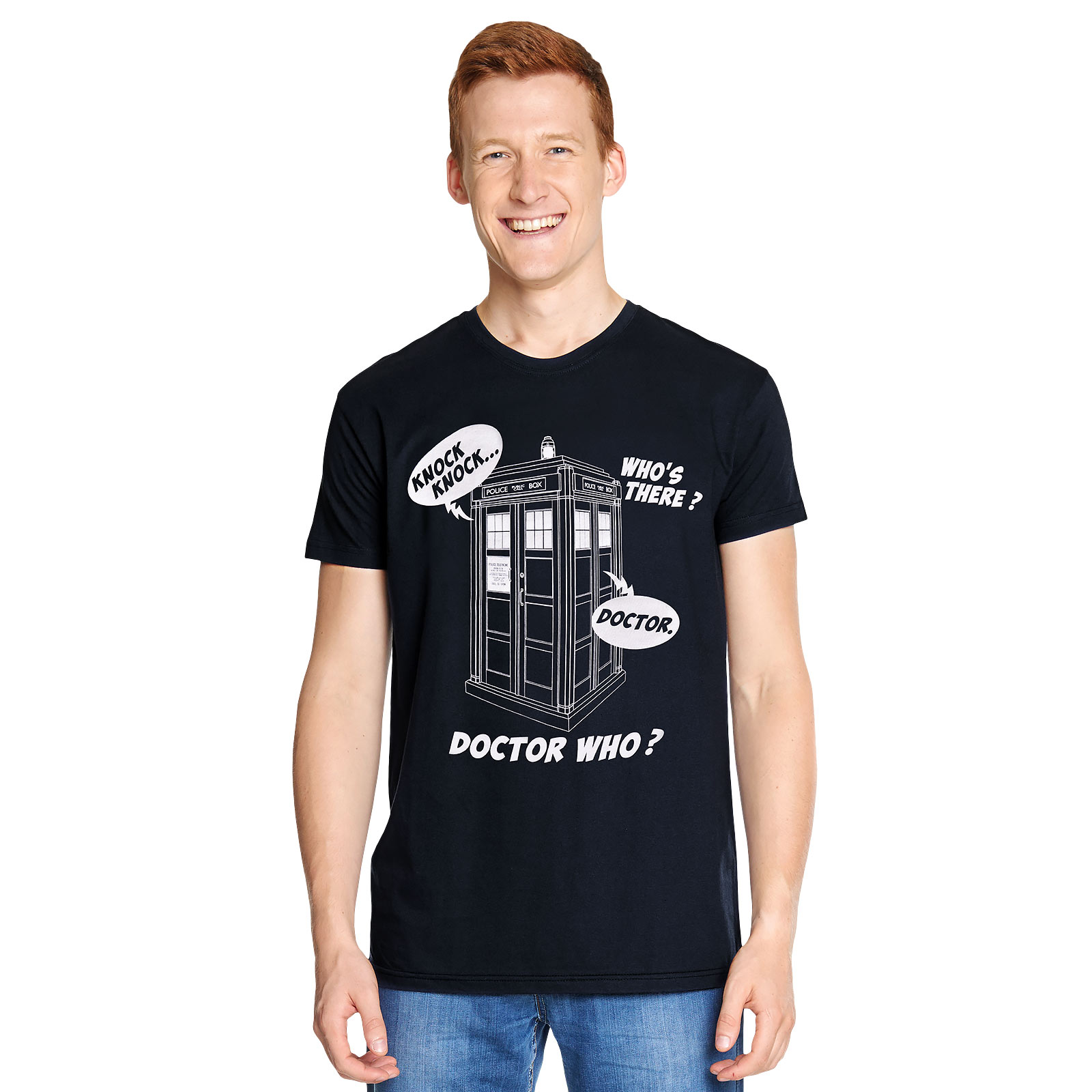 Doctor Who - Tardis Knock Knock T-Shirt blue