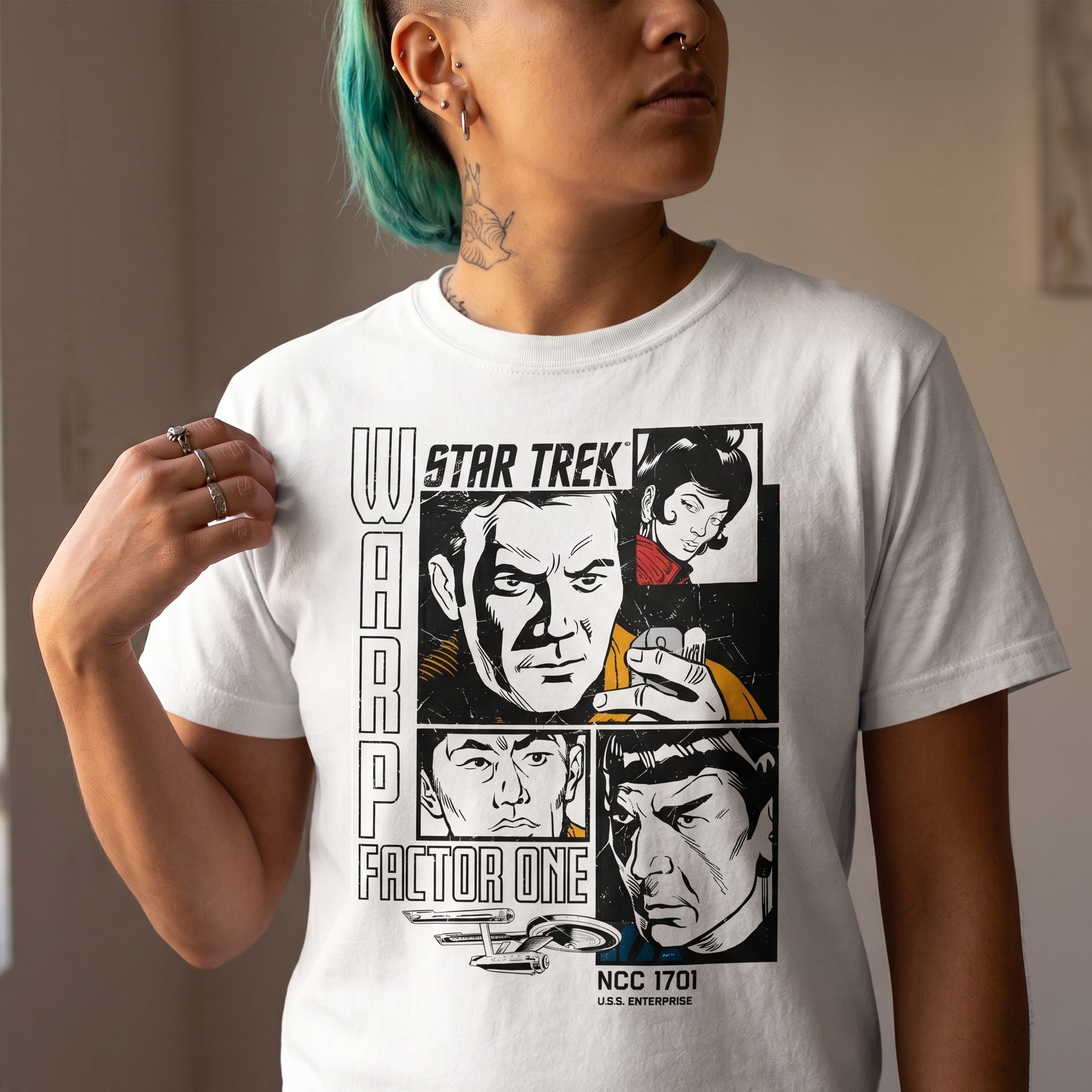 Star Trek - Warp 1 Retro T-Shirt weiß