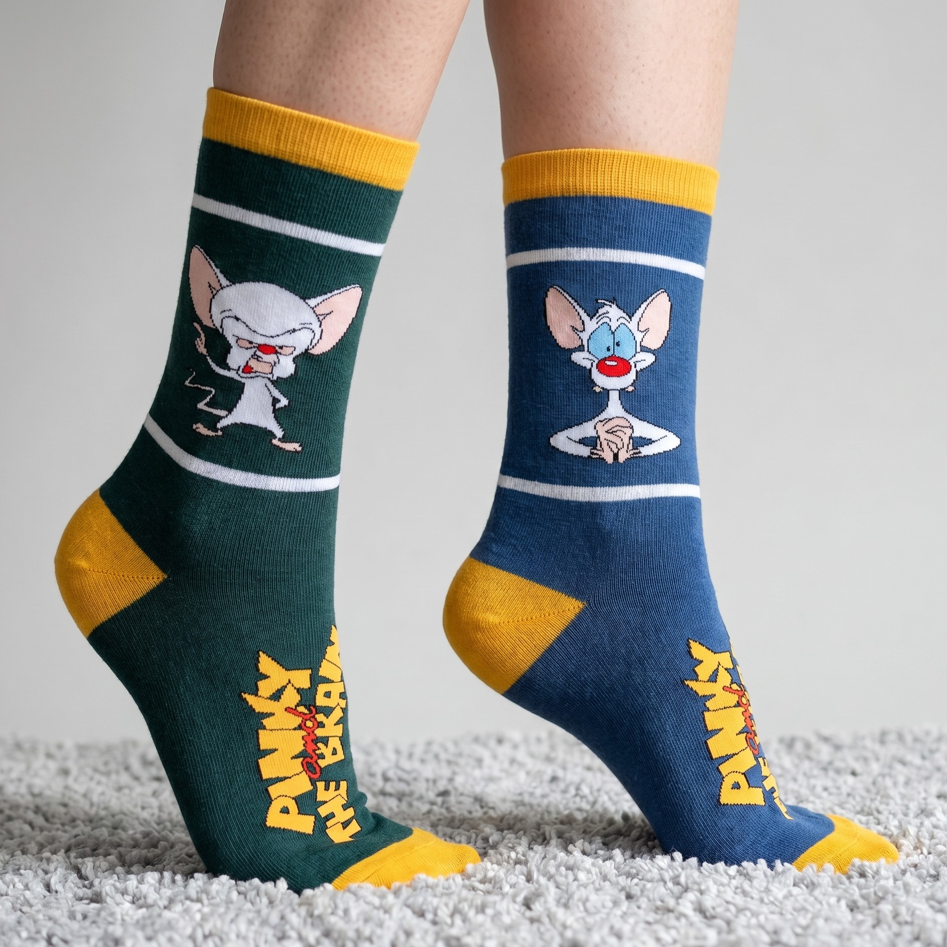 Pinky y Cerebro - Set de 3 pares de calcetines Pinky y Cerebro en caja regalo