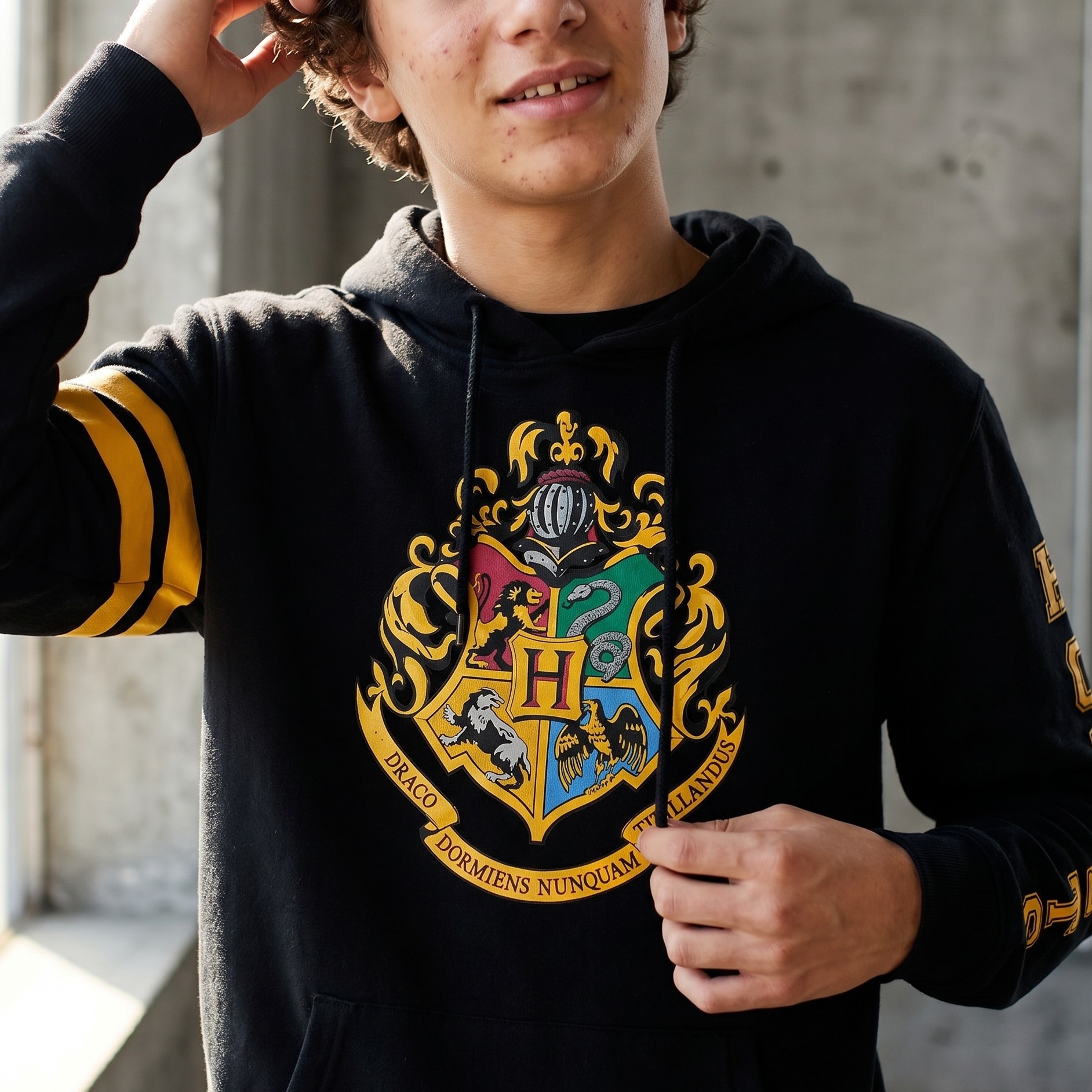 Harry Potter - Felpa con cappuccio stemma di Hogwarts