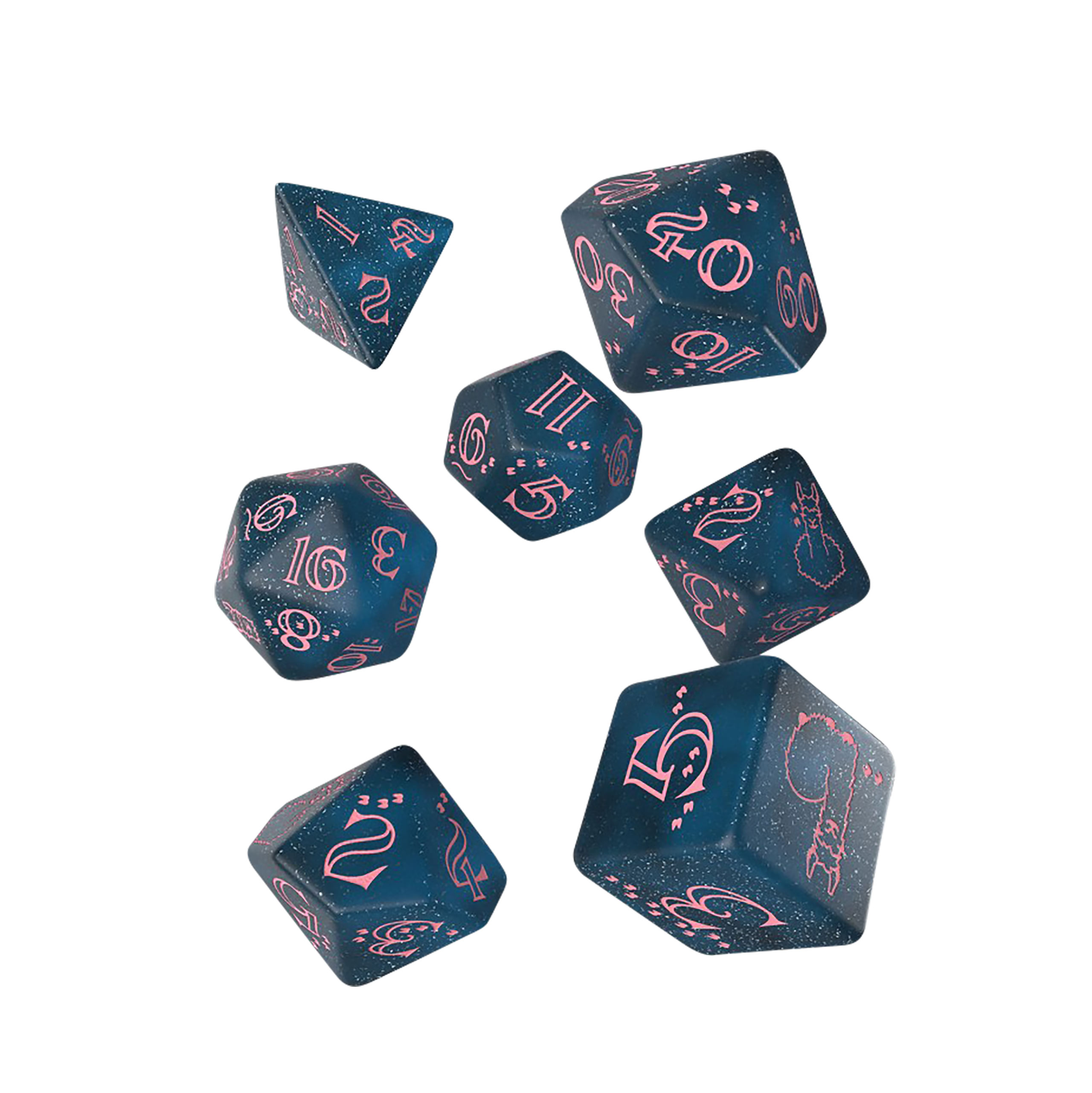 Set di Dadi RPG Luccicanti Llama Glitter 7 pezzi