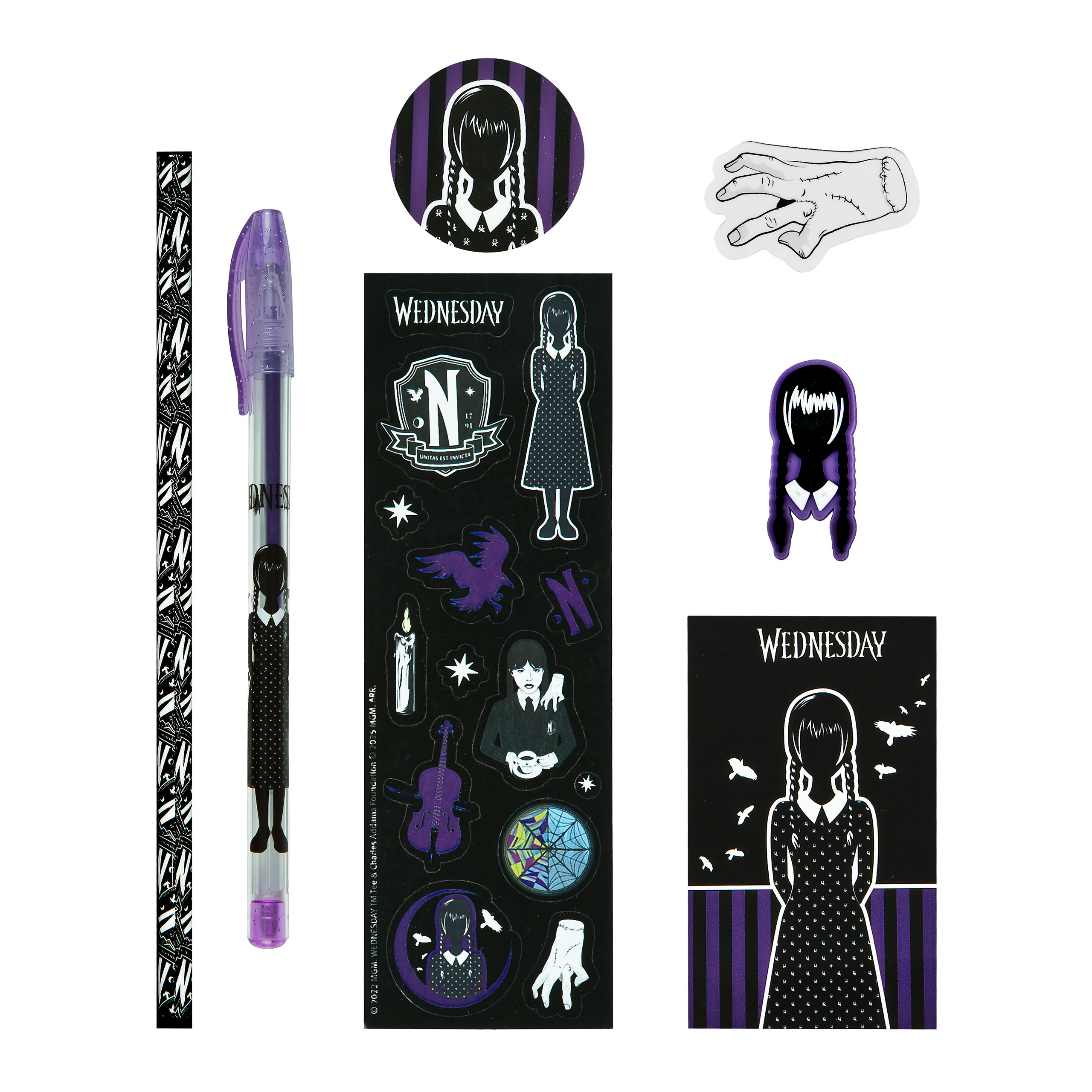 Set de escritura de Wednesday Addams de 8 piezas - Wednesday