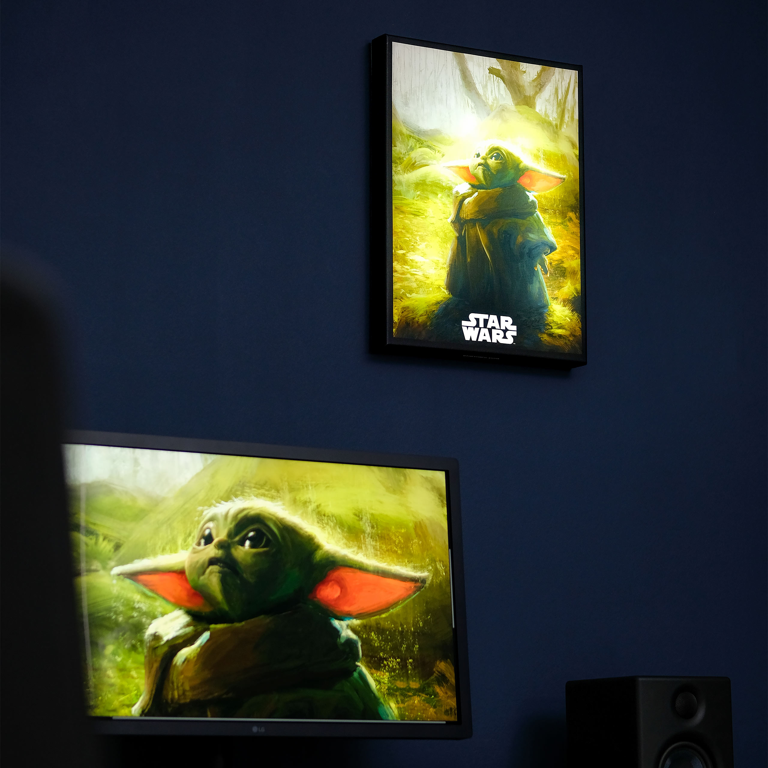 Grogu Wandbild mit Licht - Star Wars The Mandalorian