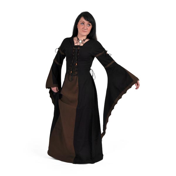 Leona - Robe médiévale noir-marron