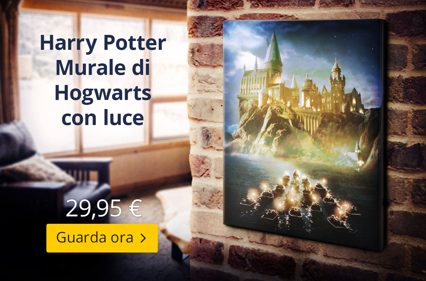 Harry Potter - Murale di Hogwarts con luce