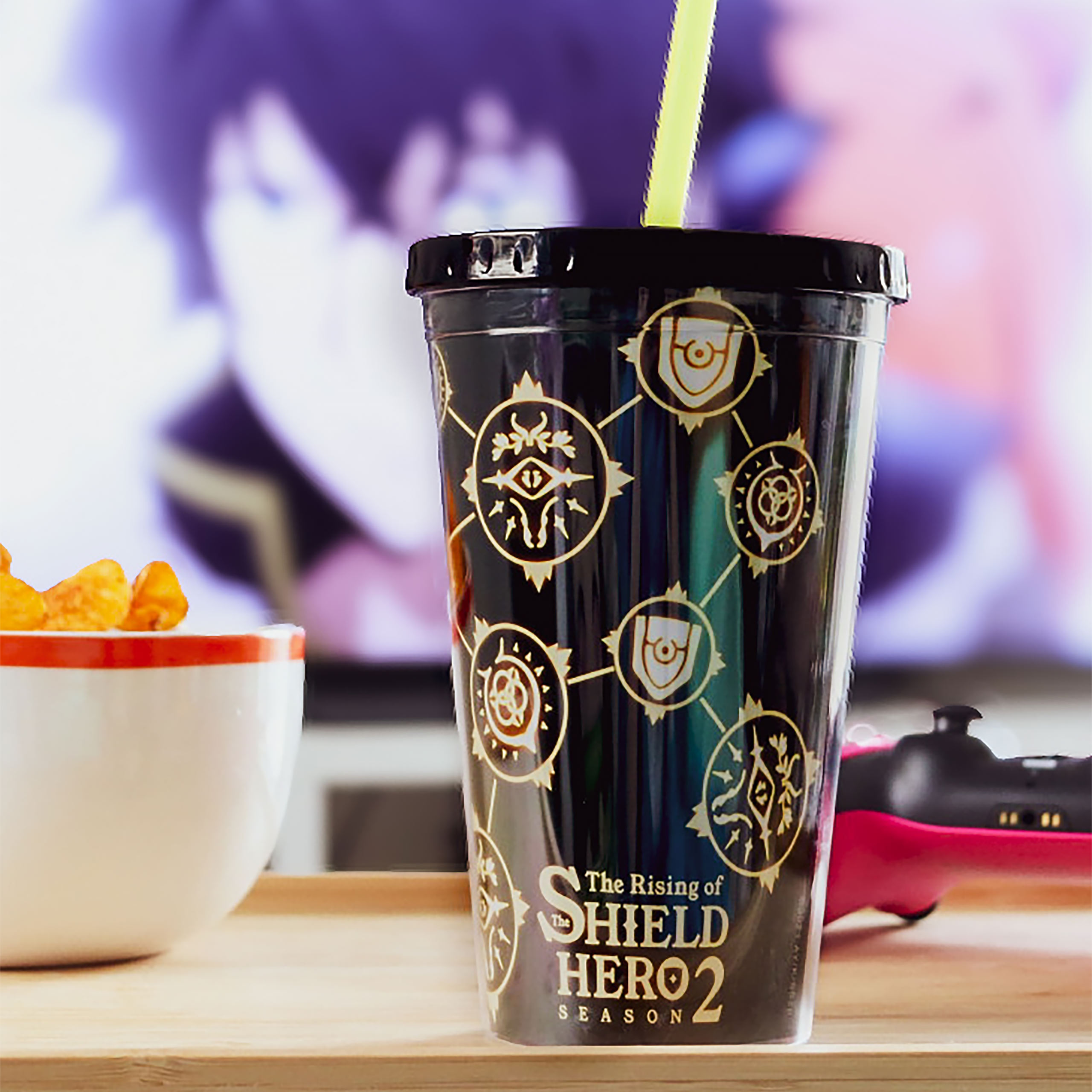 Rising of the Shield Hero - Vaso de símbolos con pajita