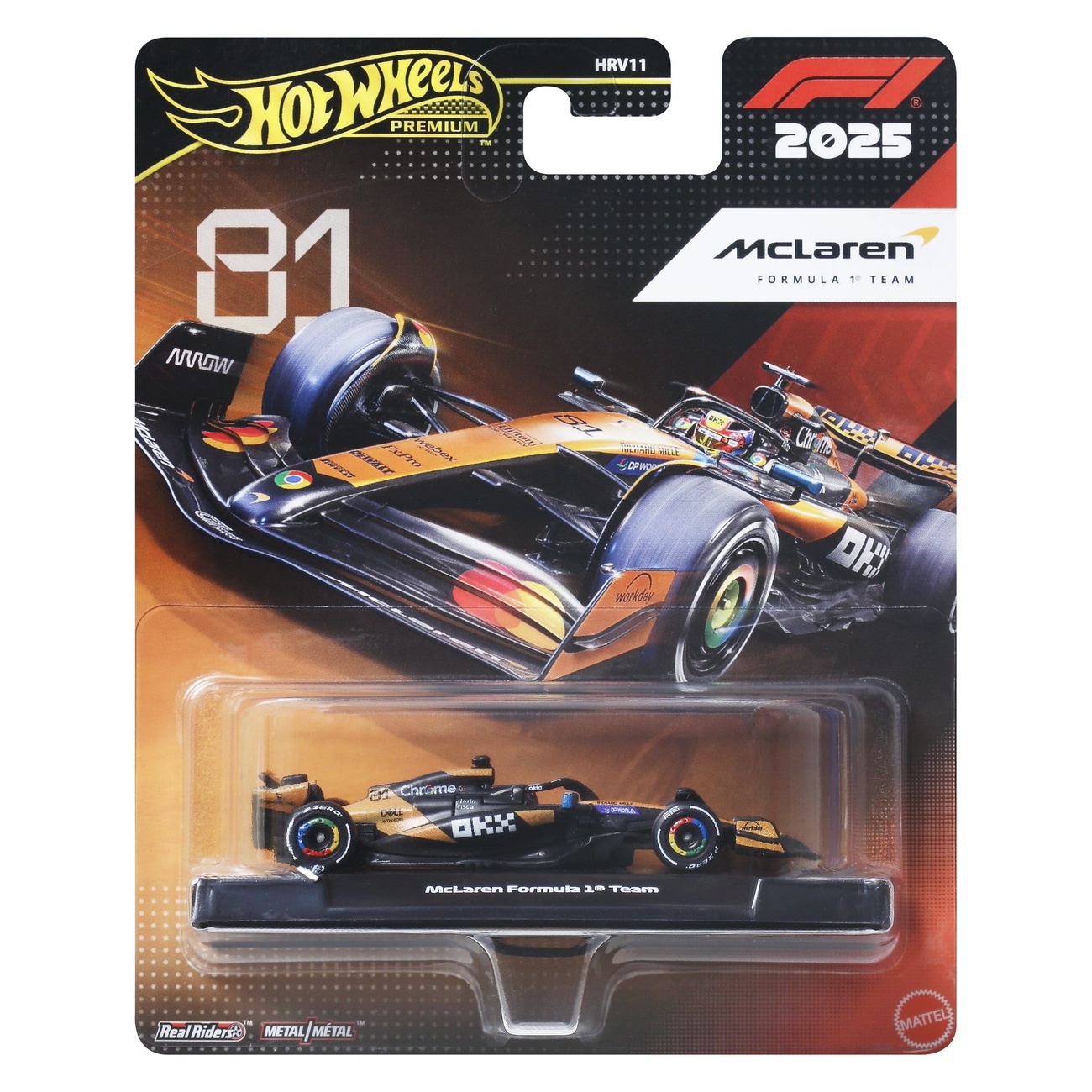 Formule 1 Hot Wheels véhicule Premium moulé sous pression 1:64 Team McLaren : Pilote 1
