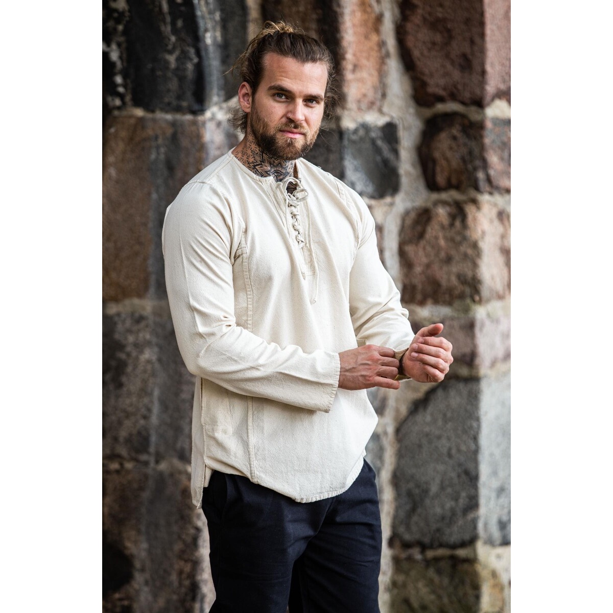 Camisa de campesino medieval Felix beige