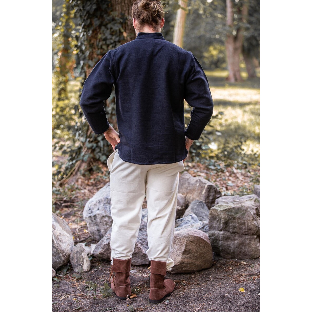 Średniowieczna bawełniana koszula Ingolf ręcznie tkana czarna