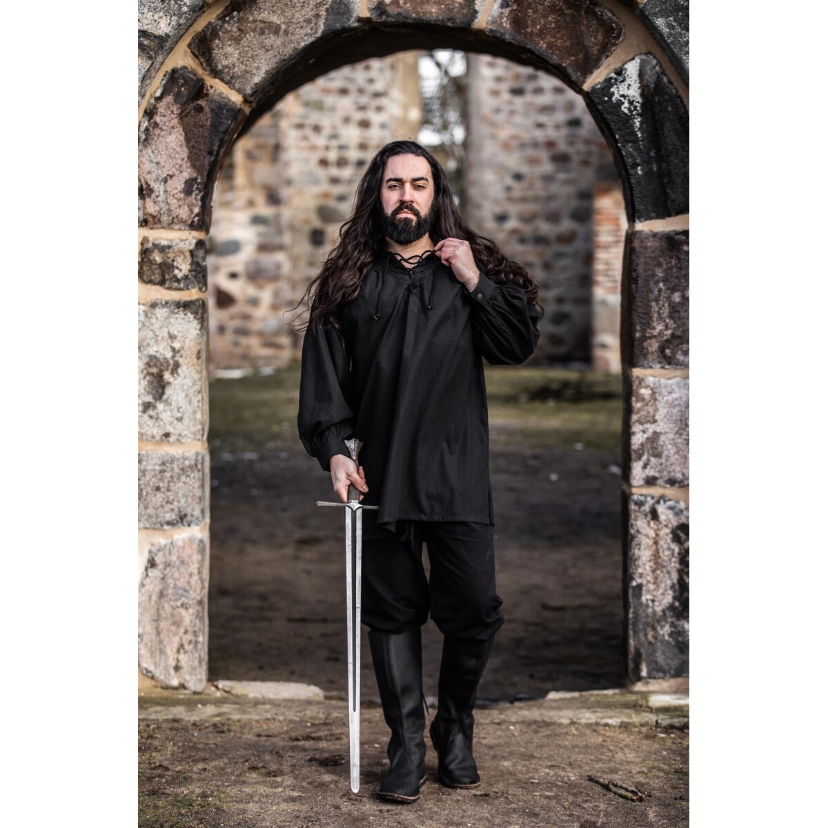 Camisa medieval Ulrich negra
