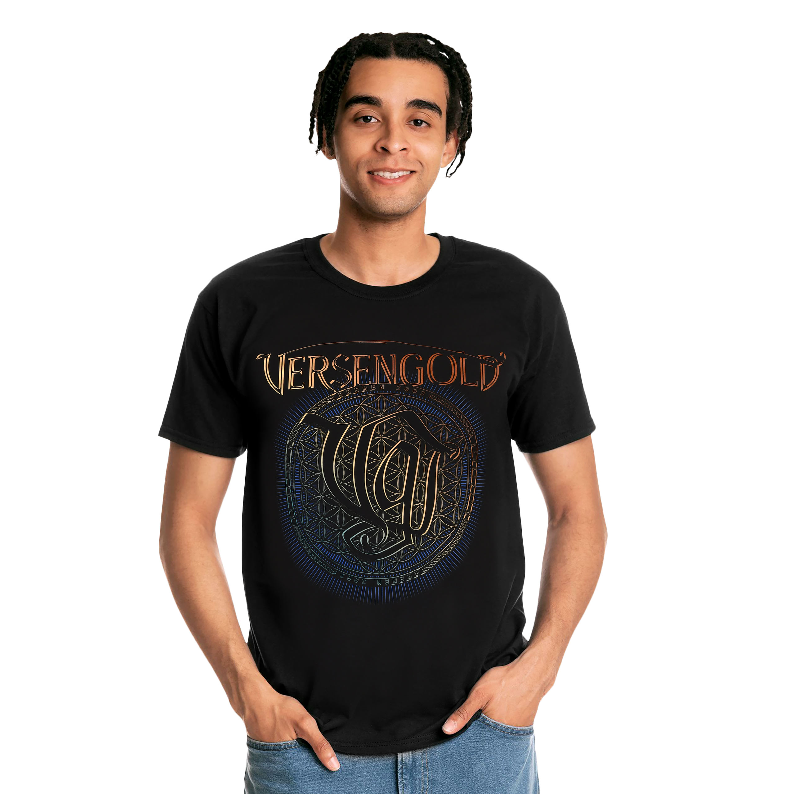 Versengold - Flower of Life T-Shirt schwarz