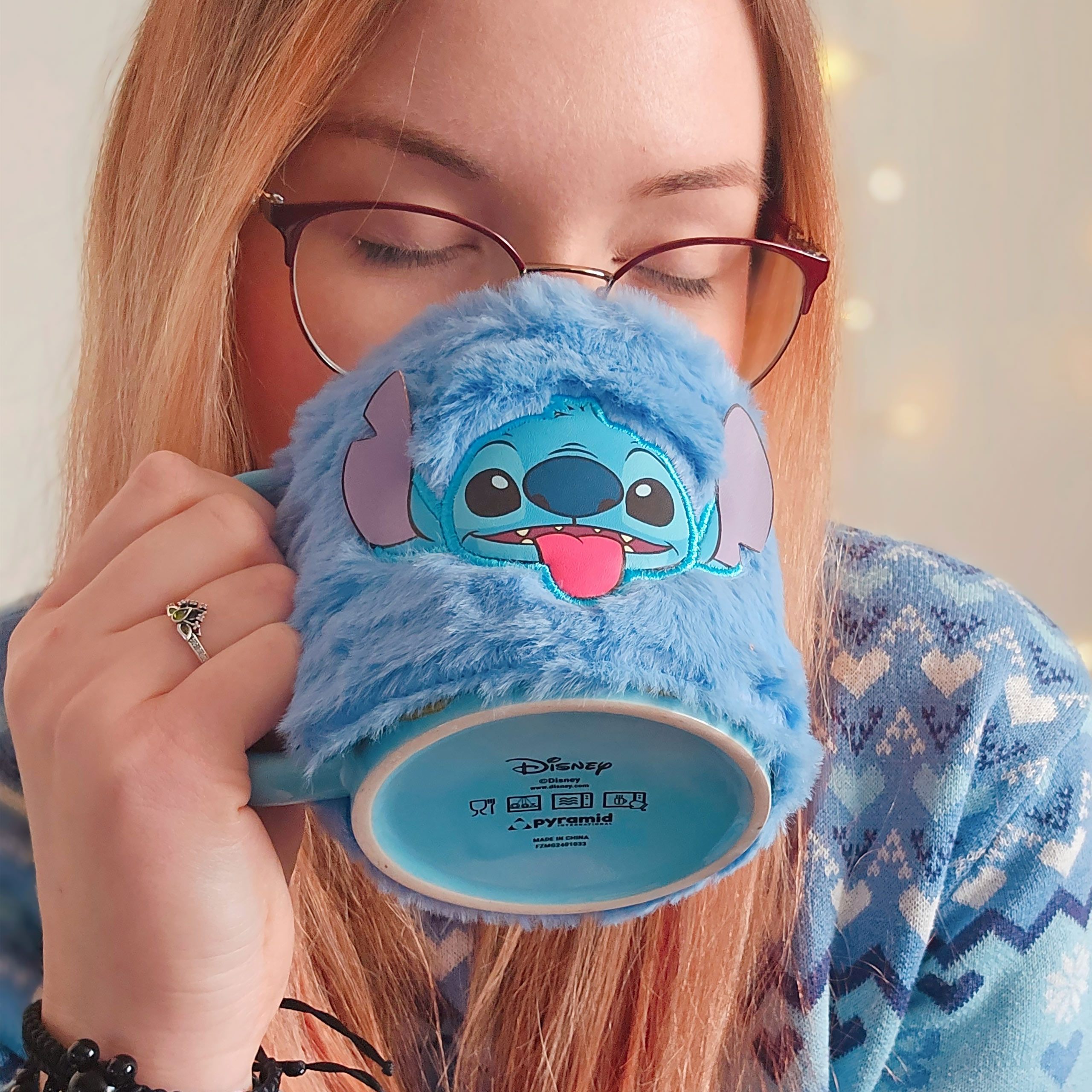 Stitch Tasse mit Plüschüberzug - Lilo & Stitch