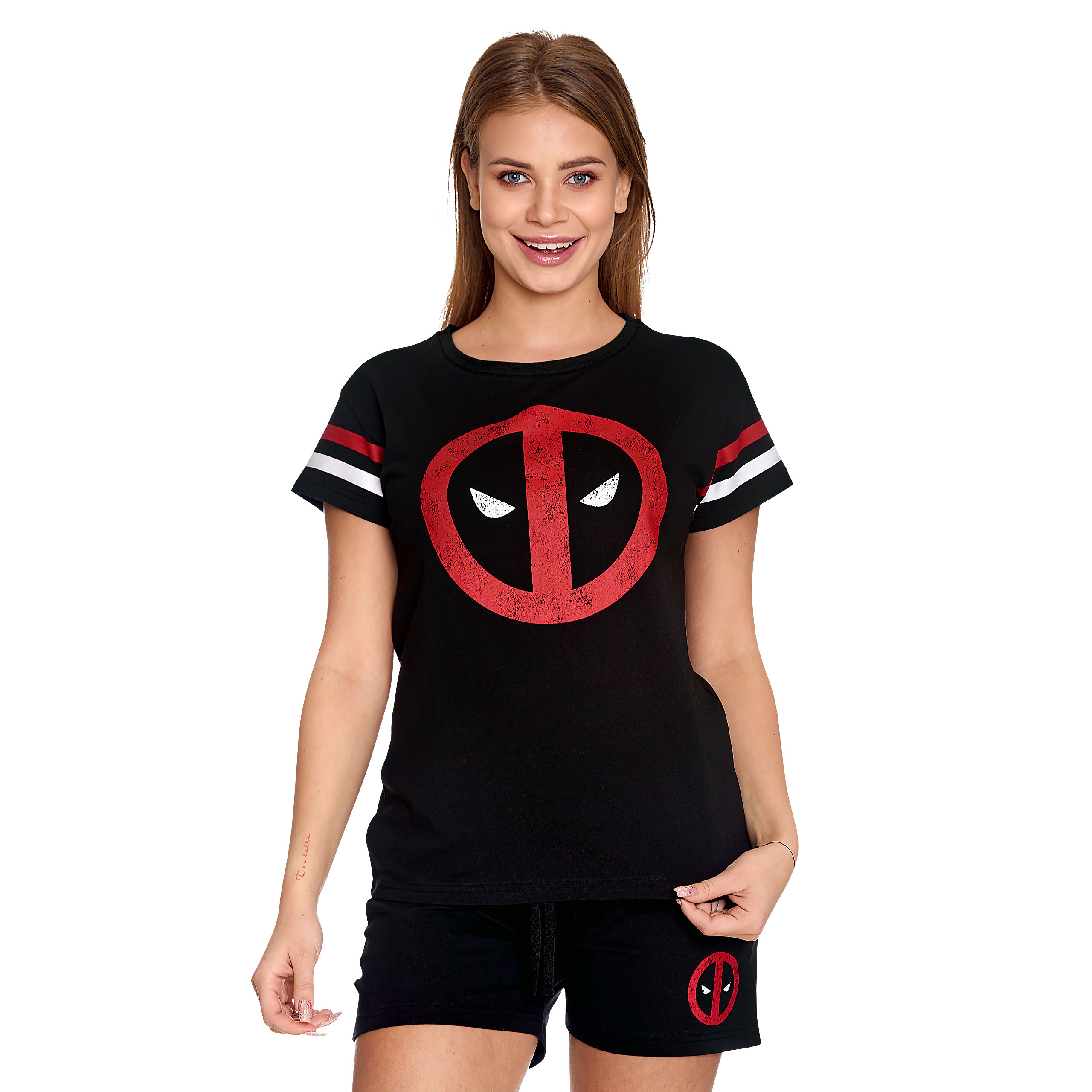 Deadpool - Logo Pyjama kurz Damen schwarz