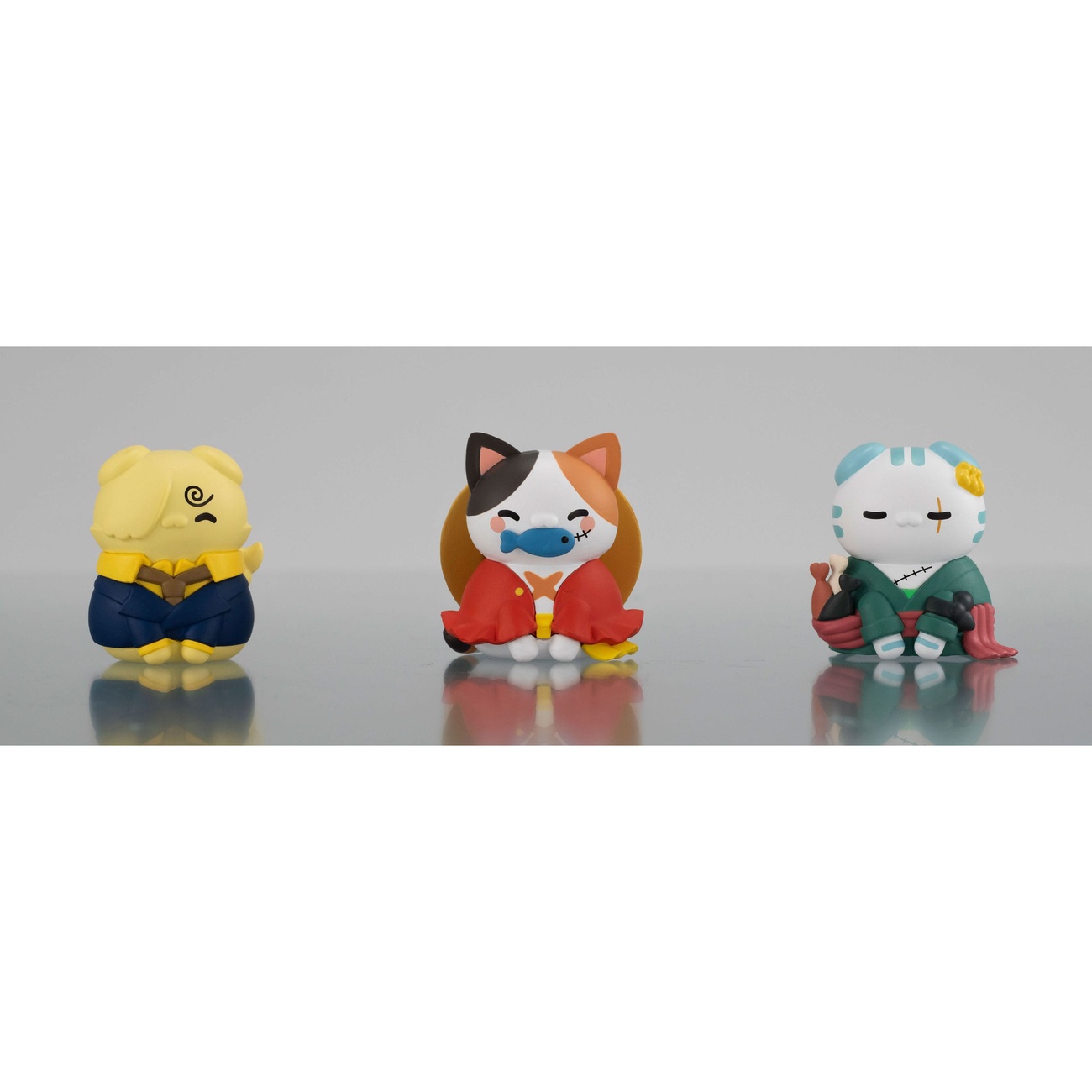 One Piece Mega Cat Project figure da collezione set da 3 Nyan Piece Nyan! Happy Trio 2024 Limited Ver. 3 cm