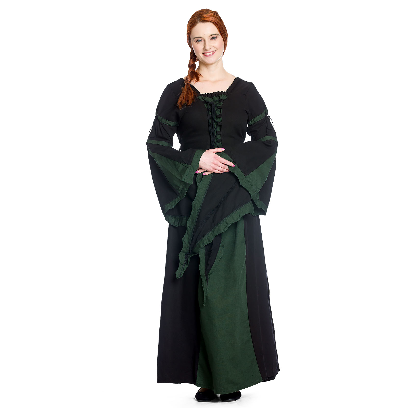 Leona - Robe médiévale noir-vert