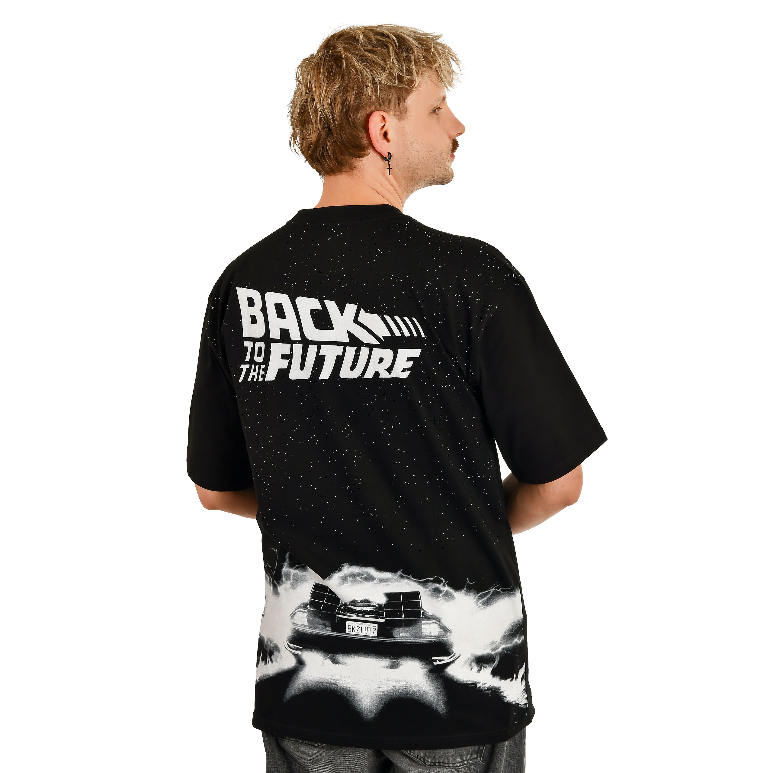 Regreso al Futuro - Camiseta Oversize DeLorean negra