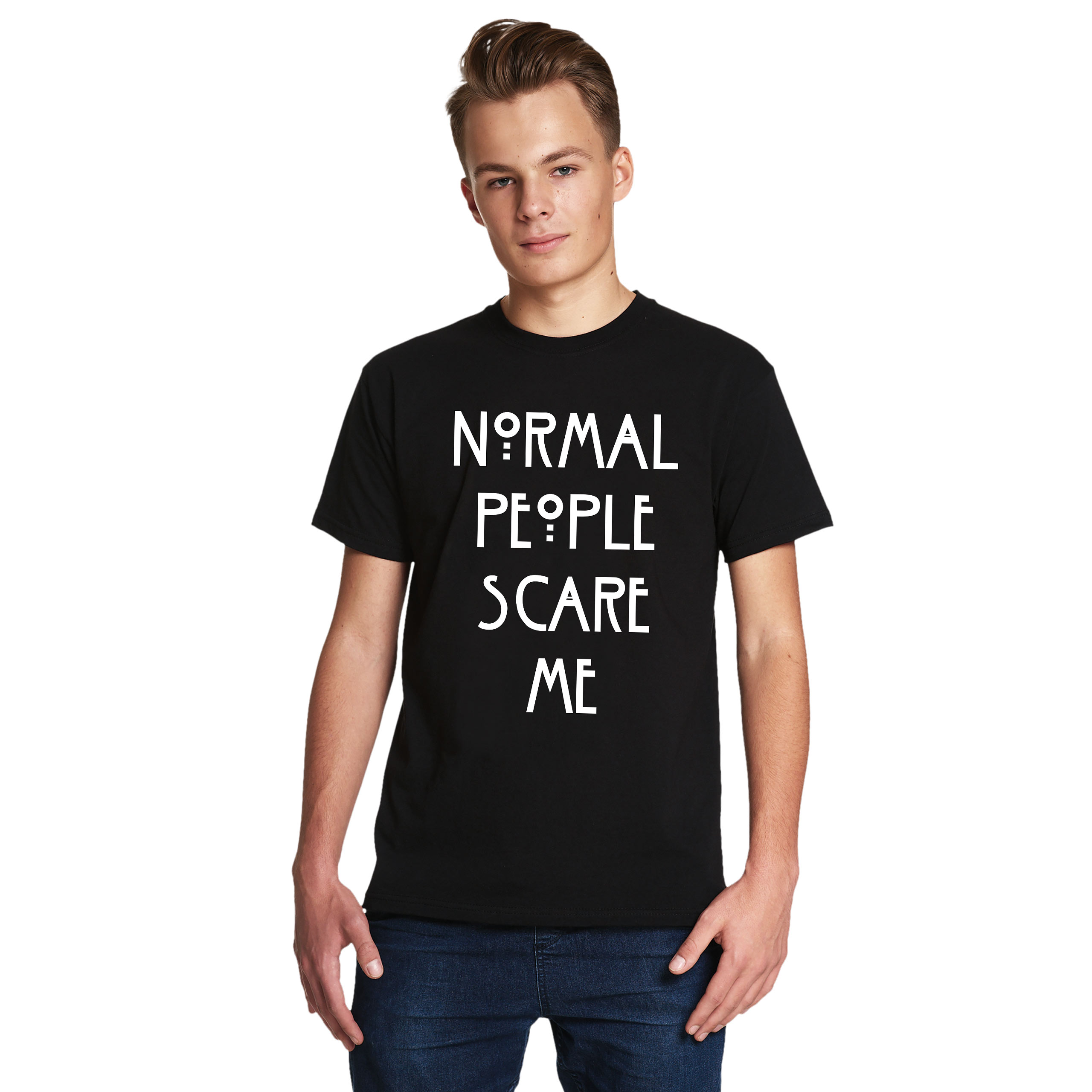 Normal People Scare Me T-Shirt für American Horror Story Fans schwarz