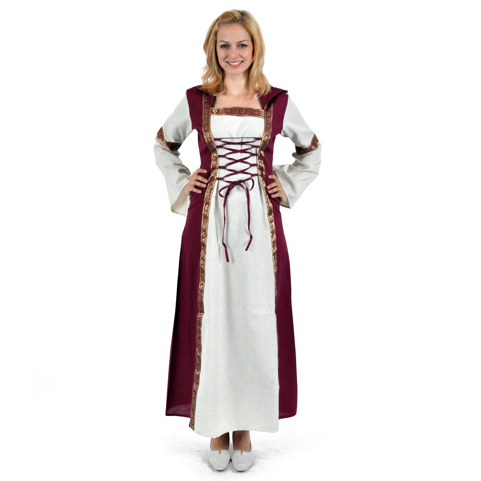 Robe médiévale Chiara naturel-rouge