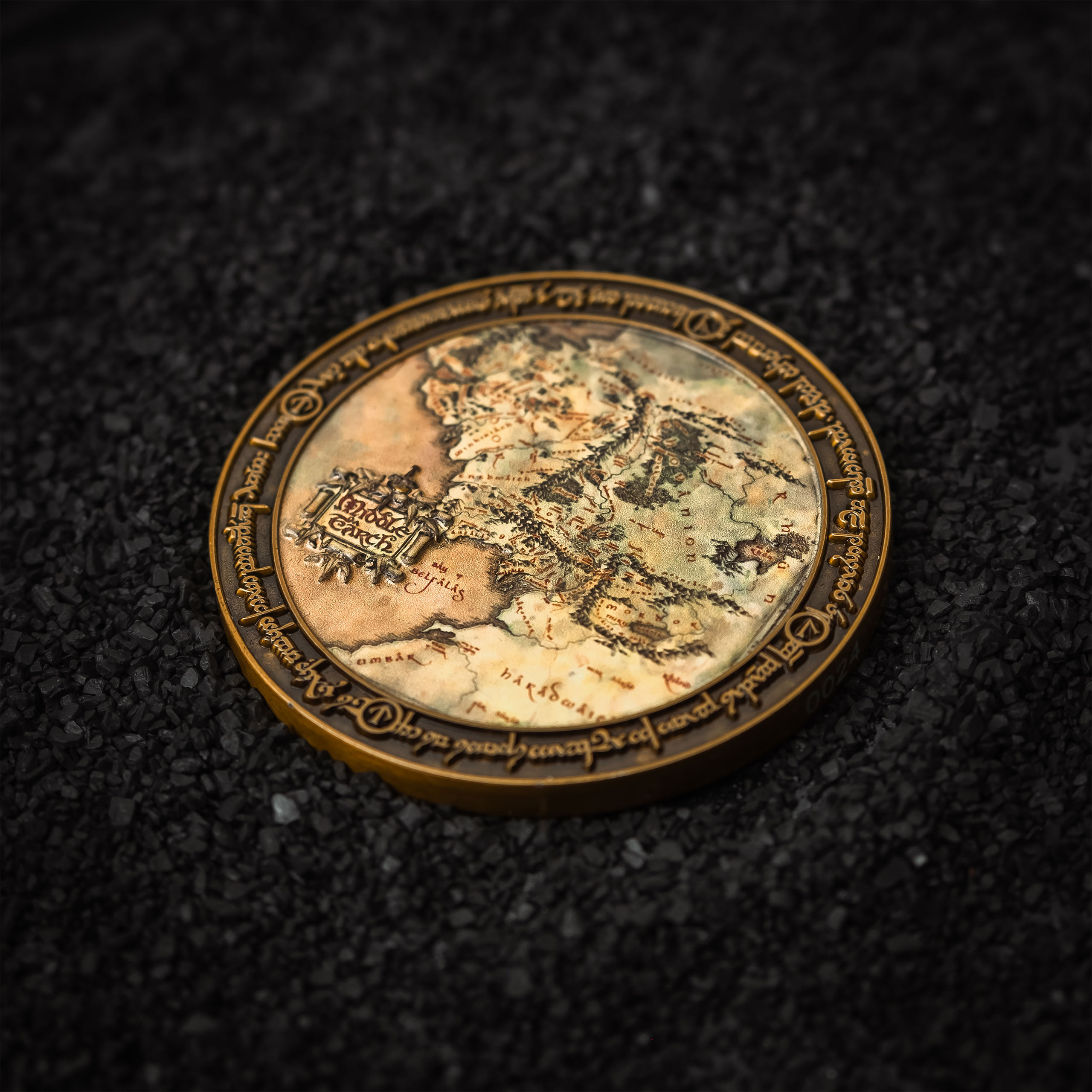 Señor de los Anillos - Moneda de coleccionista limitada de la mapa de la Tierra Media