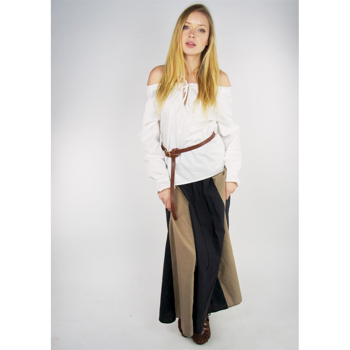 Średniowieczna bluzka z koronką Bettina biała