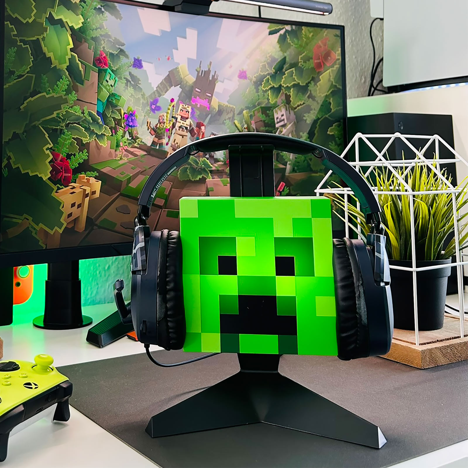 Creeper Kopfhörer Ständer mit Licht - Minecraft
