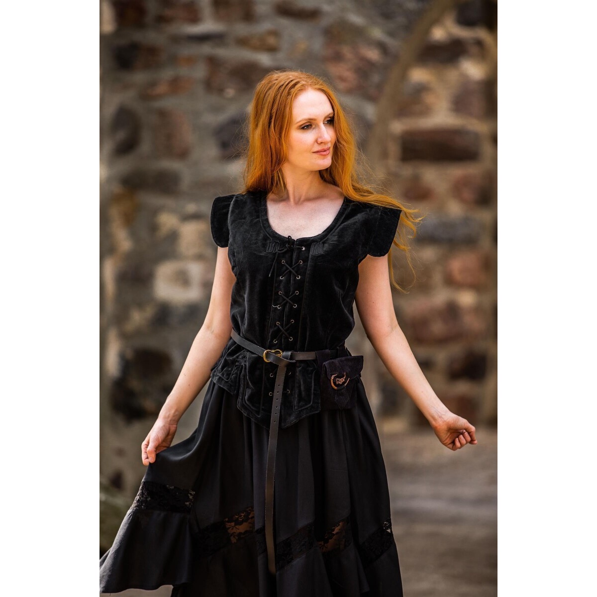 Medieval Velvet Bodice Vest Adrienne black