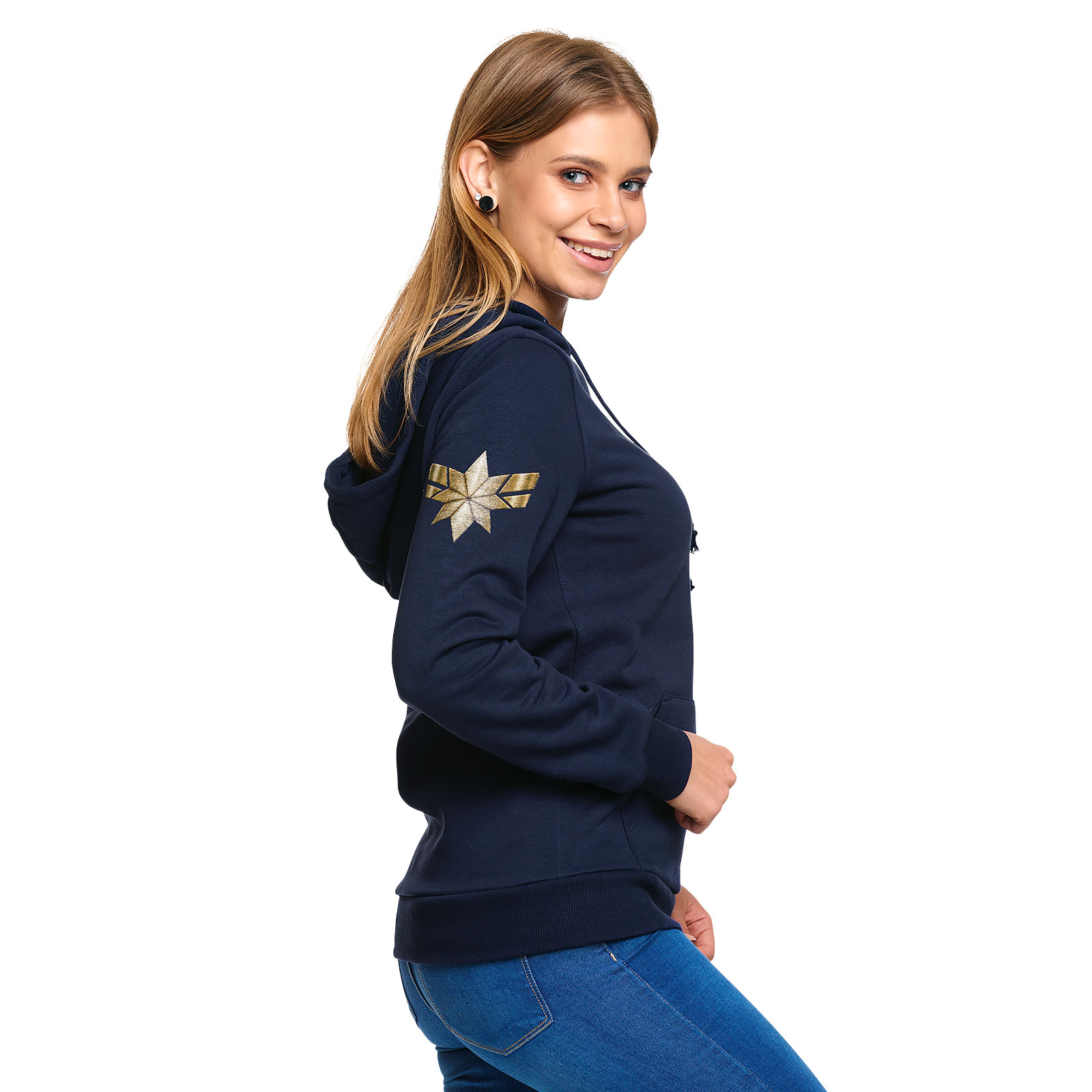 Captain Marvel - Sweat à capuche logo étoile pour femmes bleu