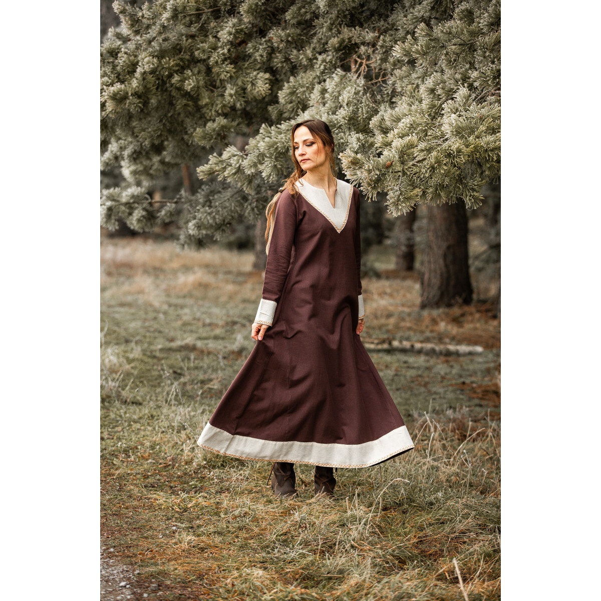 Medieval Dress Jorunn brown-beige