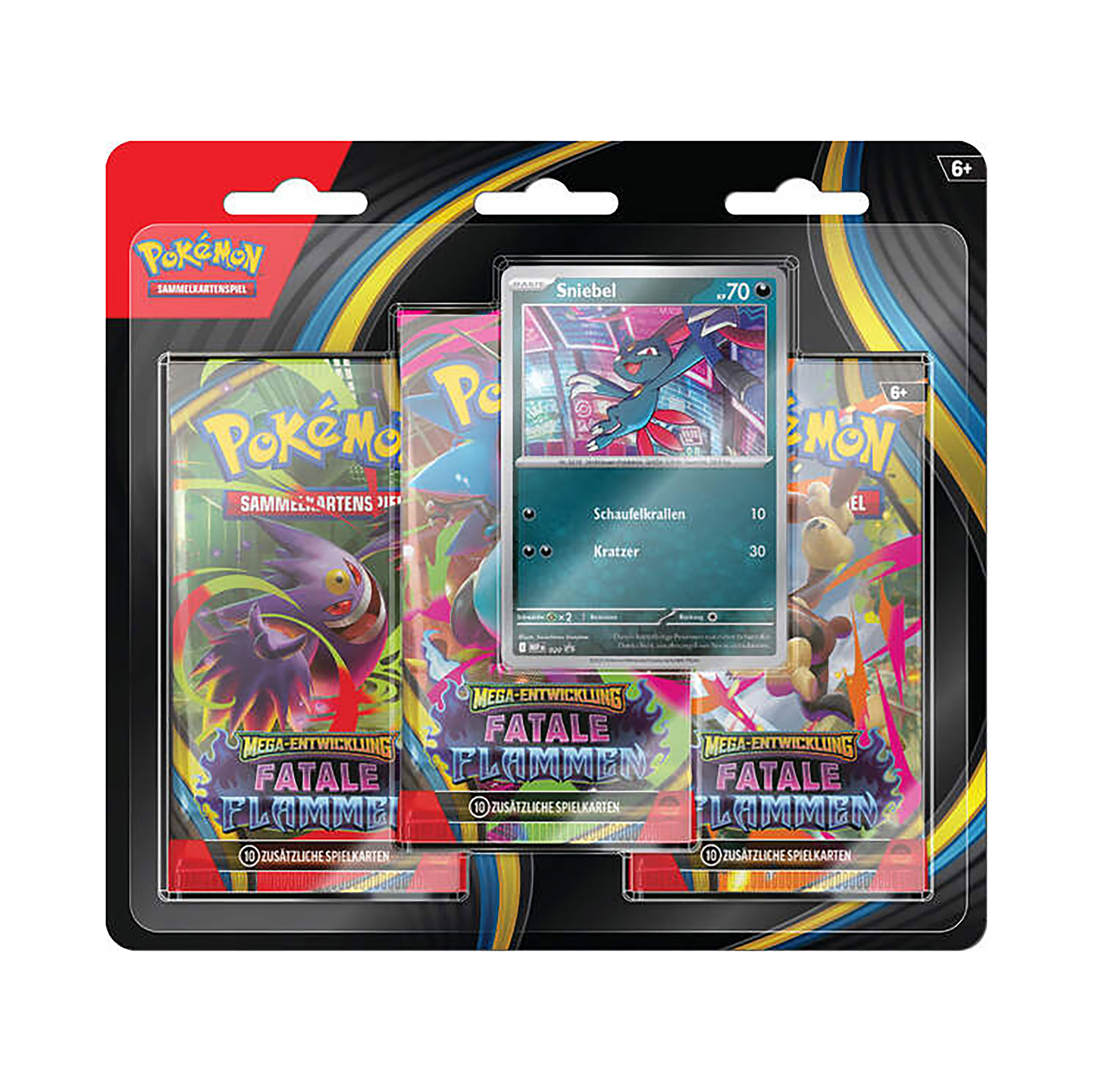 Pokémon - Ödesdigra Lågor Mega-utveckling 3-pack Blister Tysk version