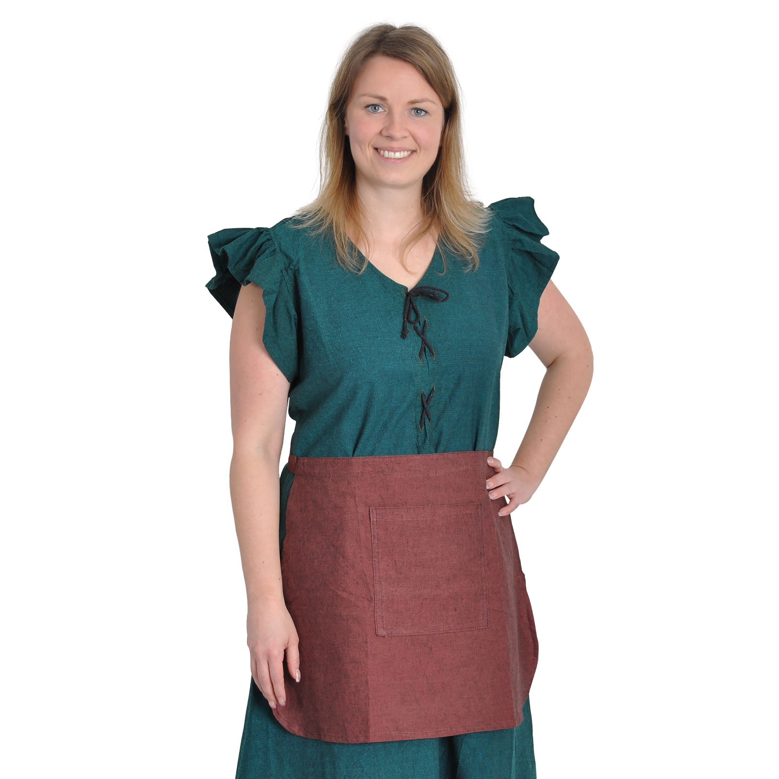 Mittelalter Kleid Agga Kurzarm mit Schürze grün