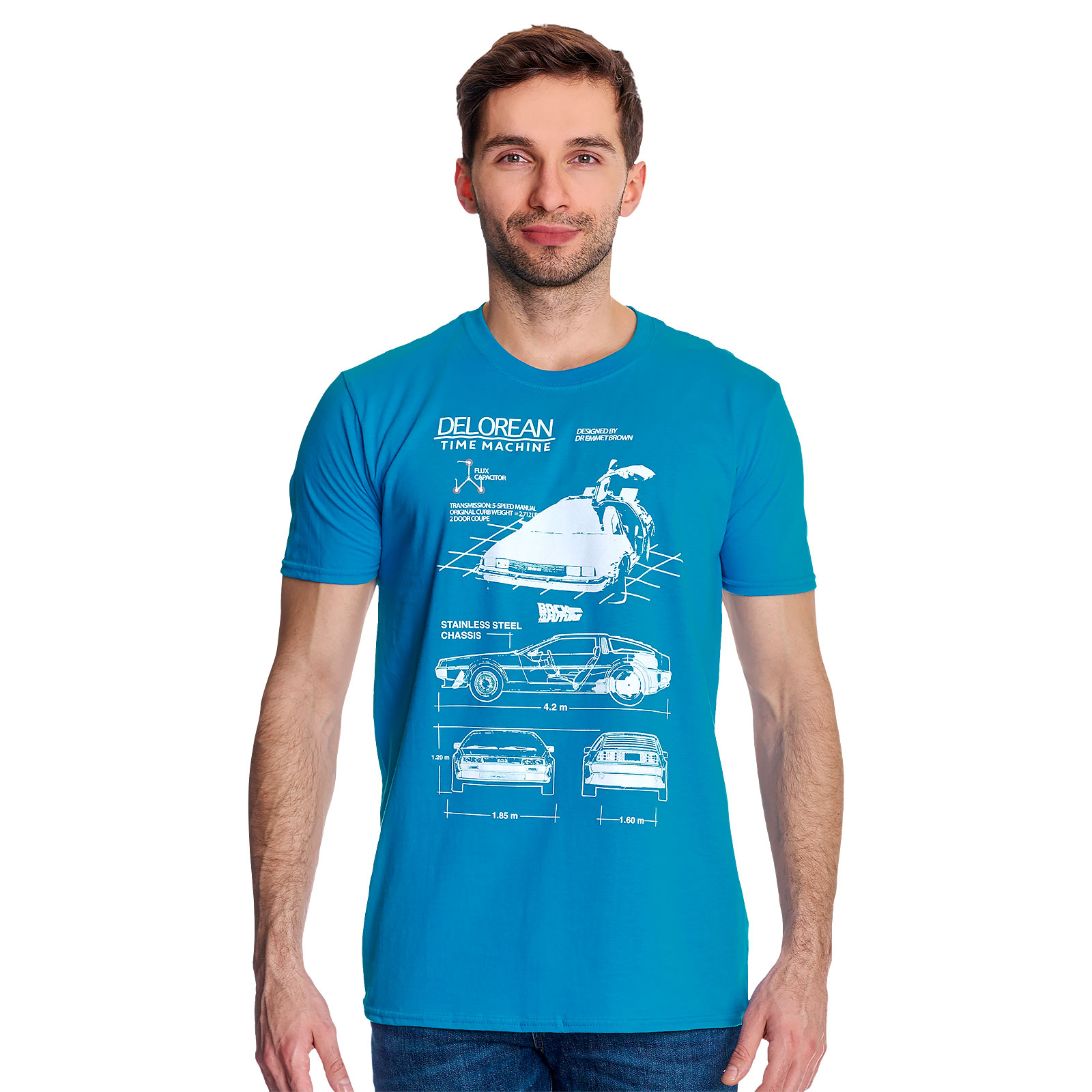 Zurück in die Zukunft - DeLorean Sketch T-Shirt blau