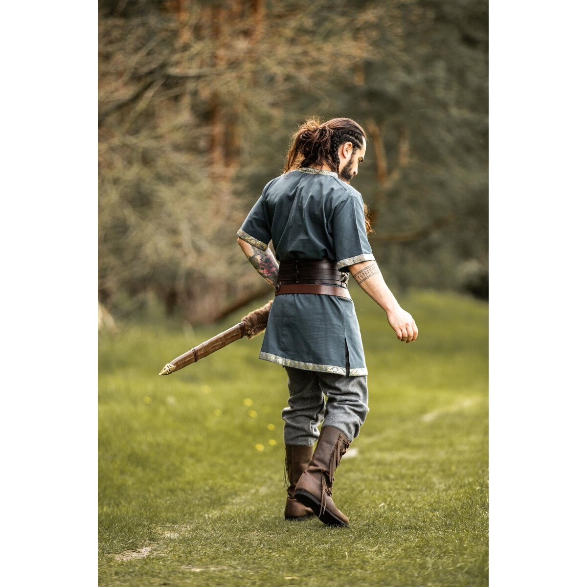 Średniowieczna tunika z krótkim rękawem Njal niebieska