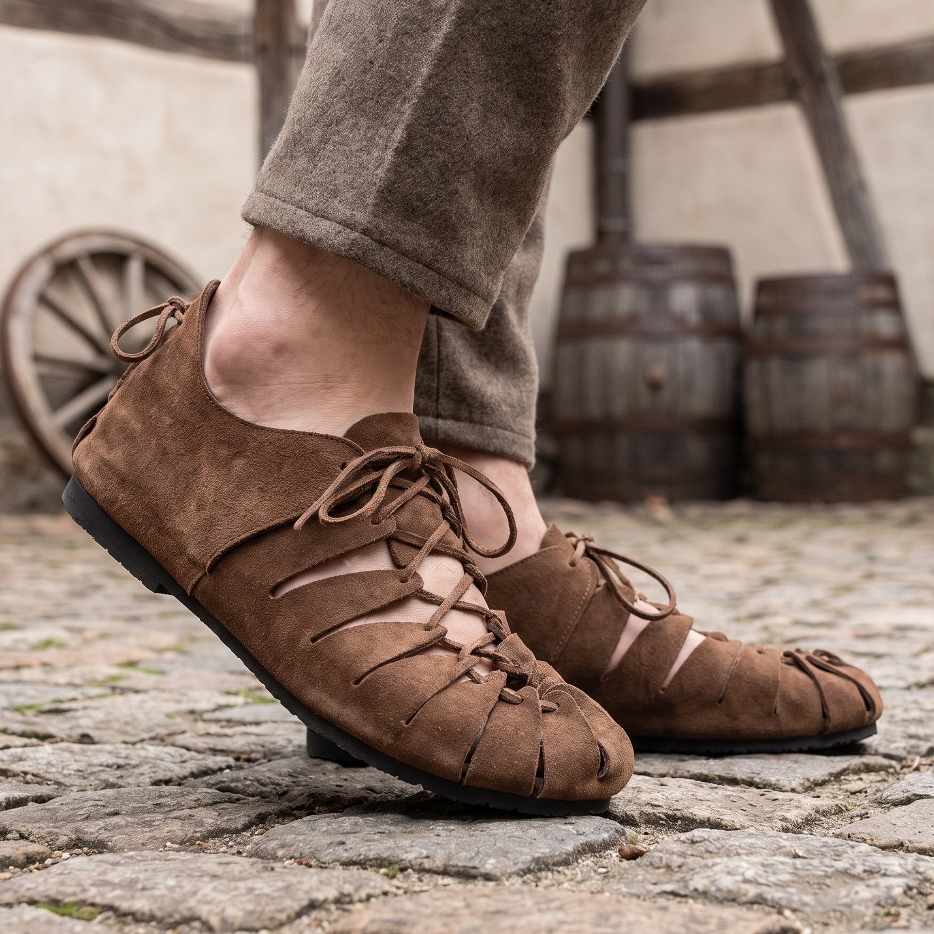 Medieval Lace-up Shoes Brown