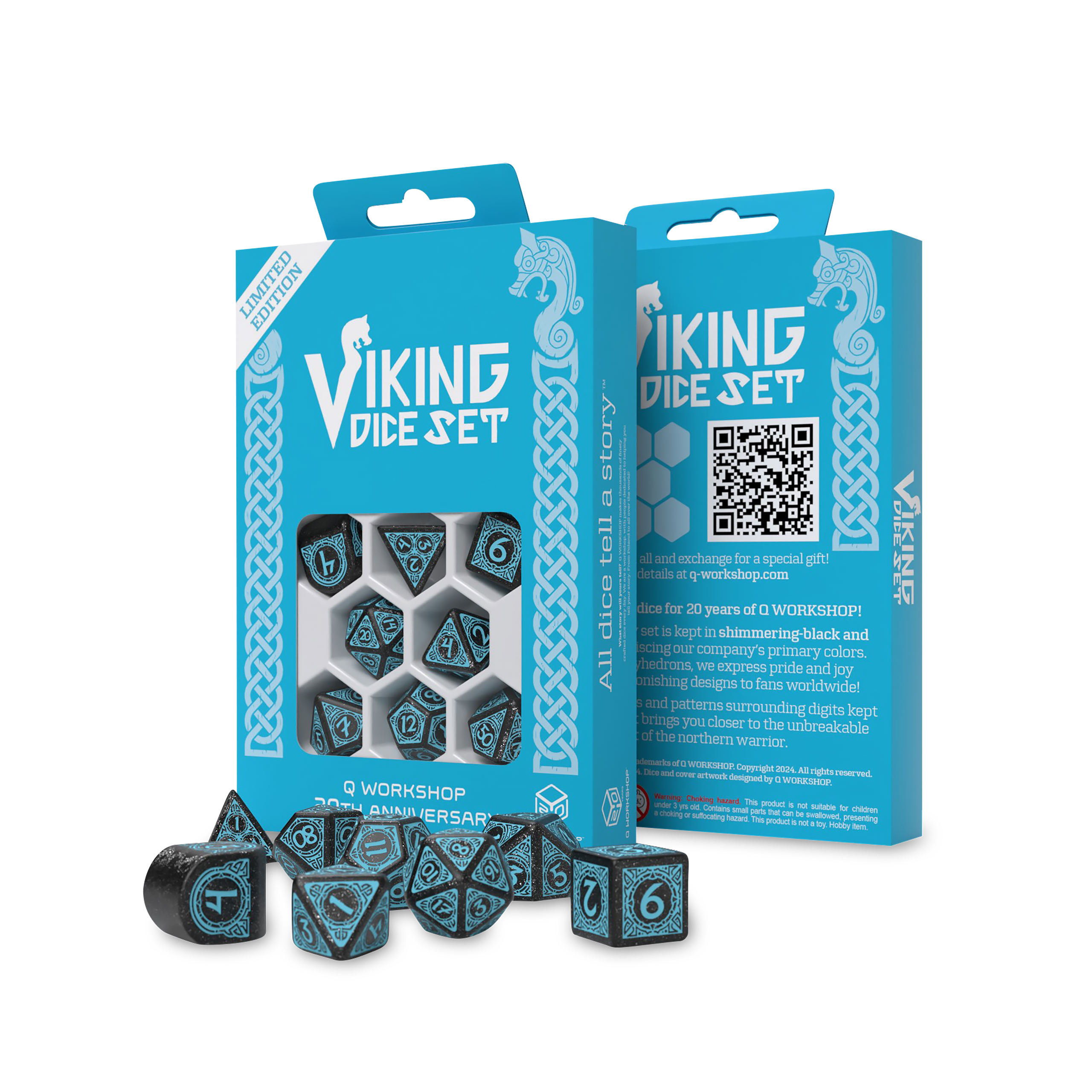 Viking RPG Würfel Set 7tlg schwarz-blau
