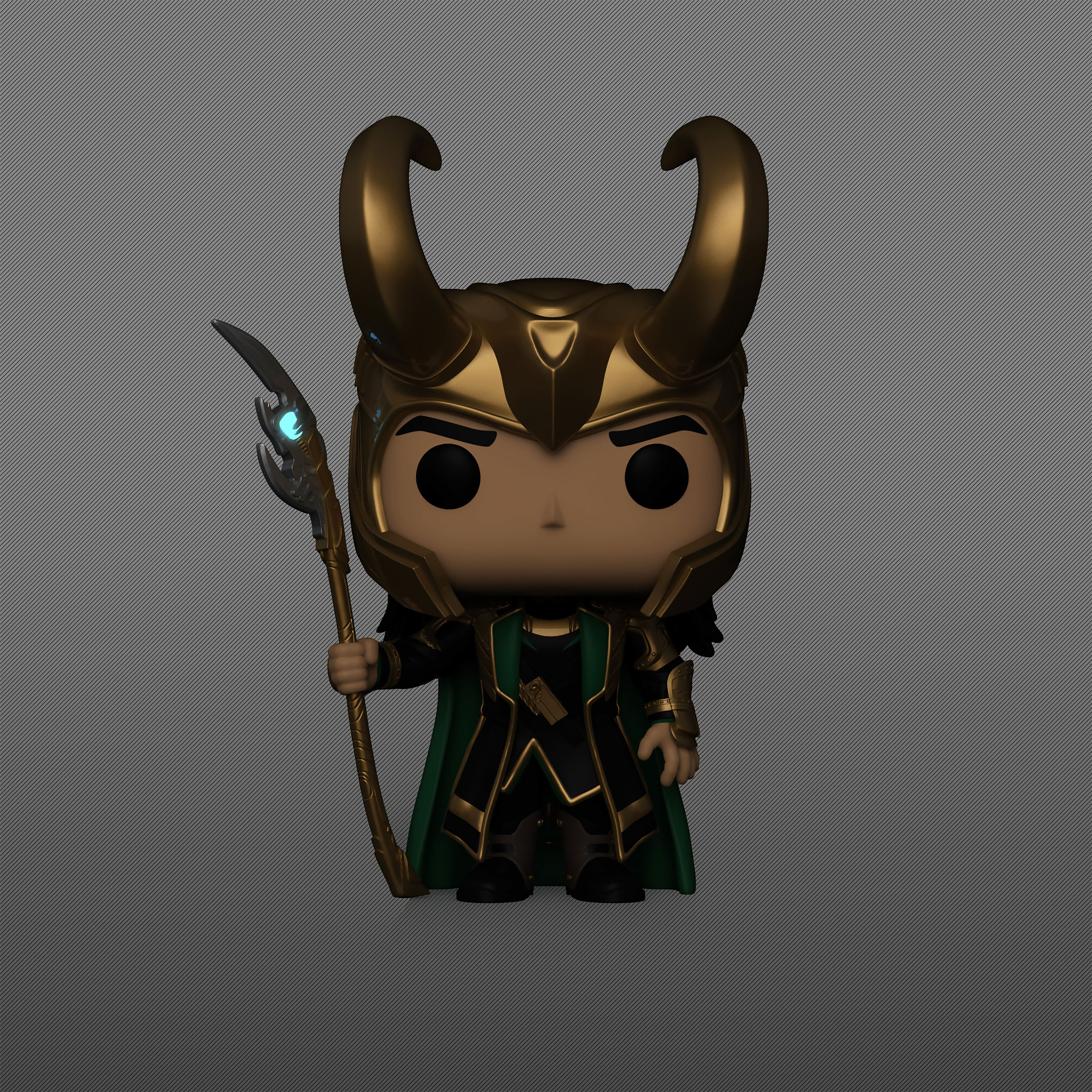 Marvel - Loki mit Zepter Glow in the Dark Funko Pop Wackelkopf-Figur