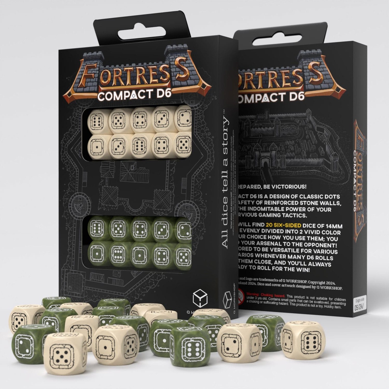 Fortress Compact Set de dados D6 Beige & Olive (20)