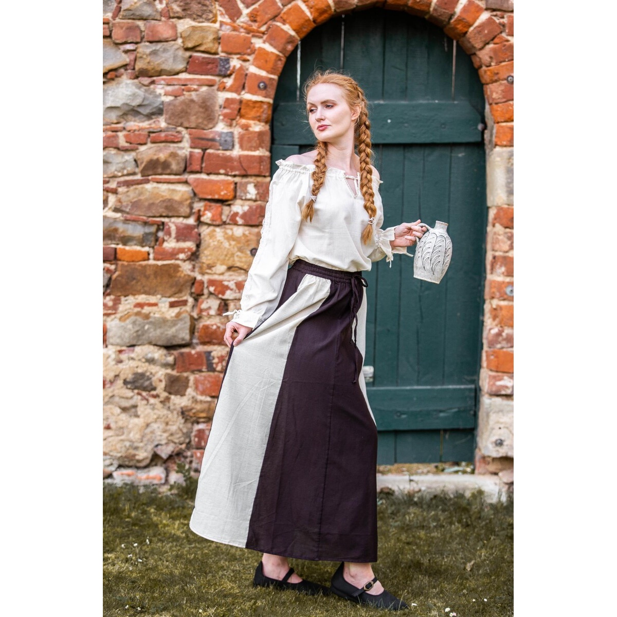 Średniowieczna bluzka z koronką Bettina beżowa