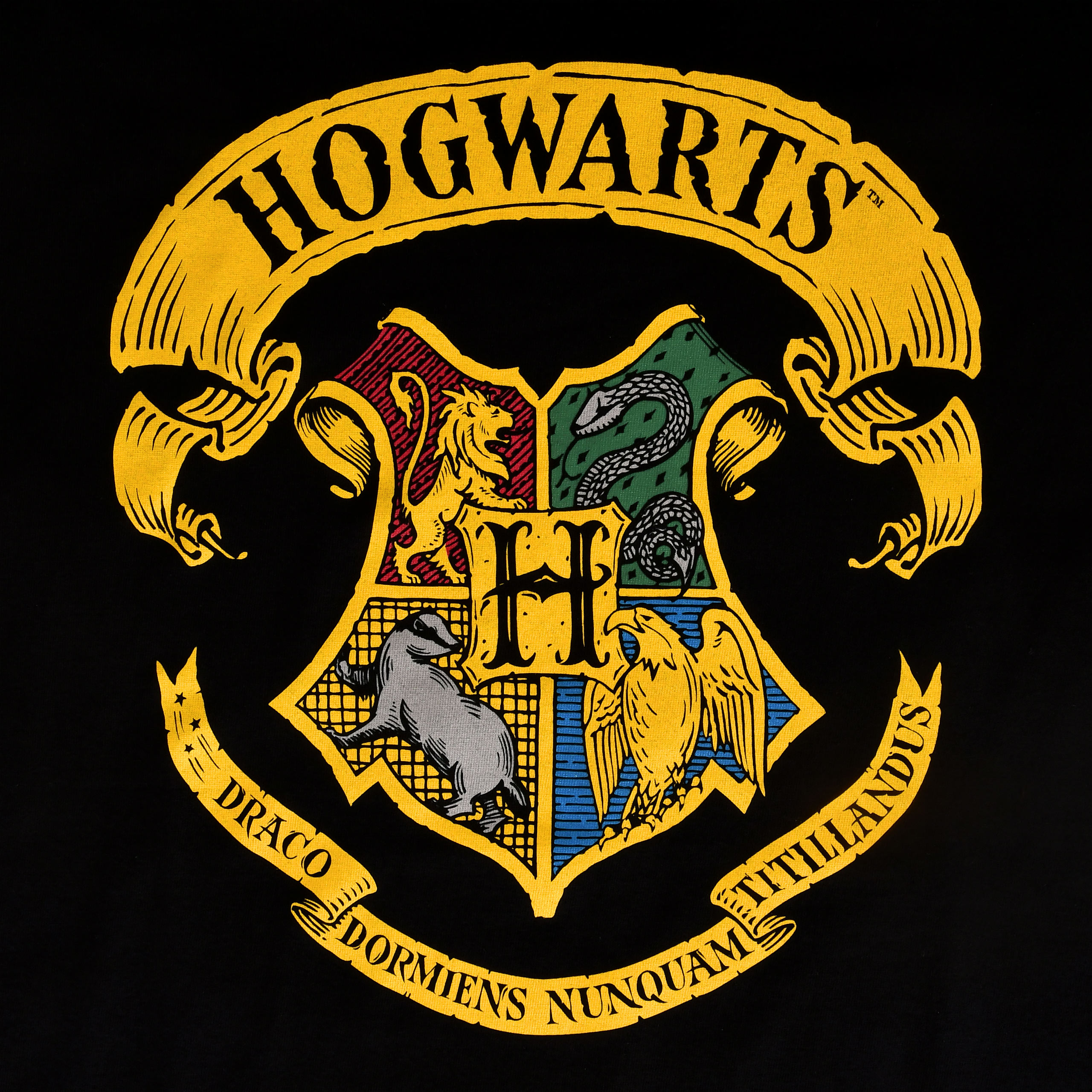 Harry Potter - T-shirt noir avec blason de Poudlard